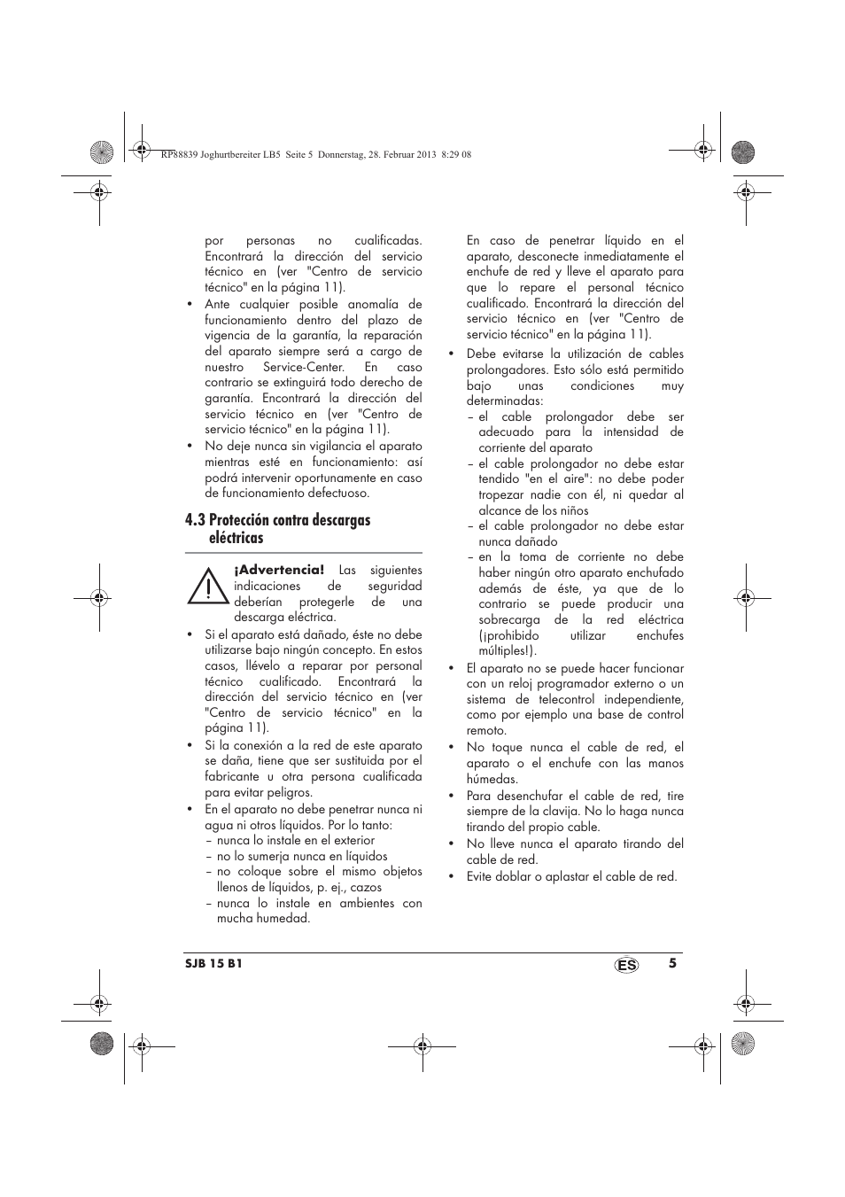 3 protección contra descargas eléctricas | Silvercrest SJB 15 B1 User Manual | Page 7 / 50