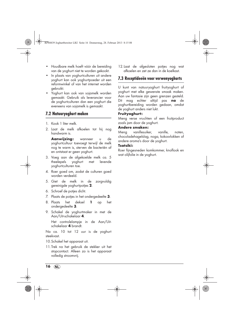 2 natuuryoghurt maken, 3 receptideeën voor verwenyoghurts | Silvercrest SJB 15 B1 User Manual | Page 18 / 38