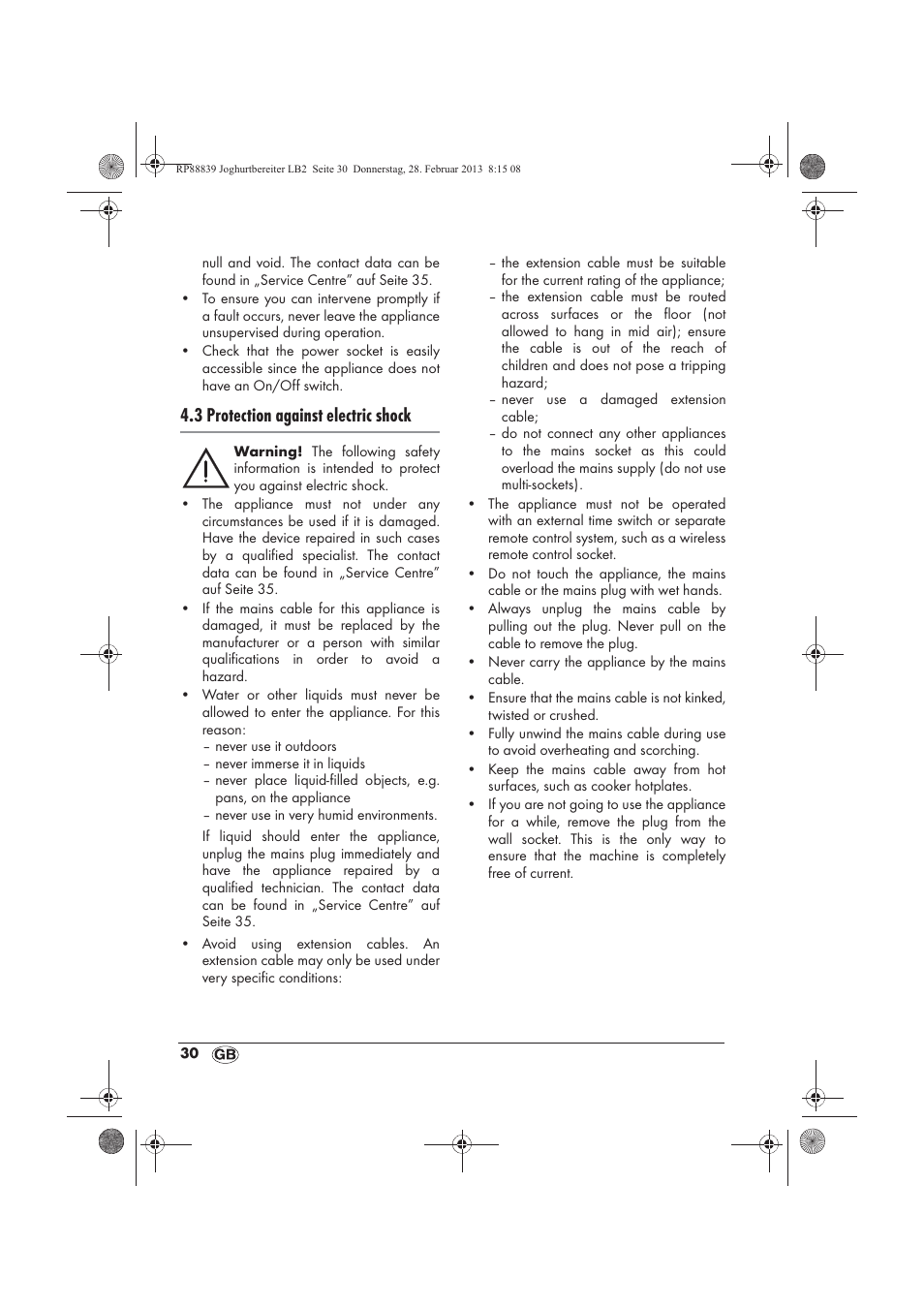 3 protection against electric shock | Silvercrest SJB 15 B1 User Manual | Page 32 / 38