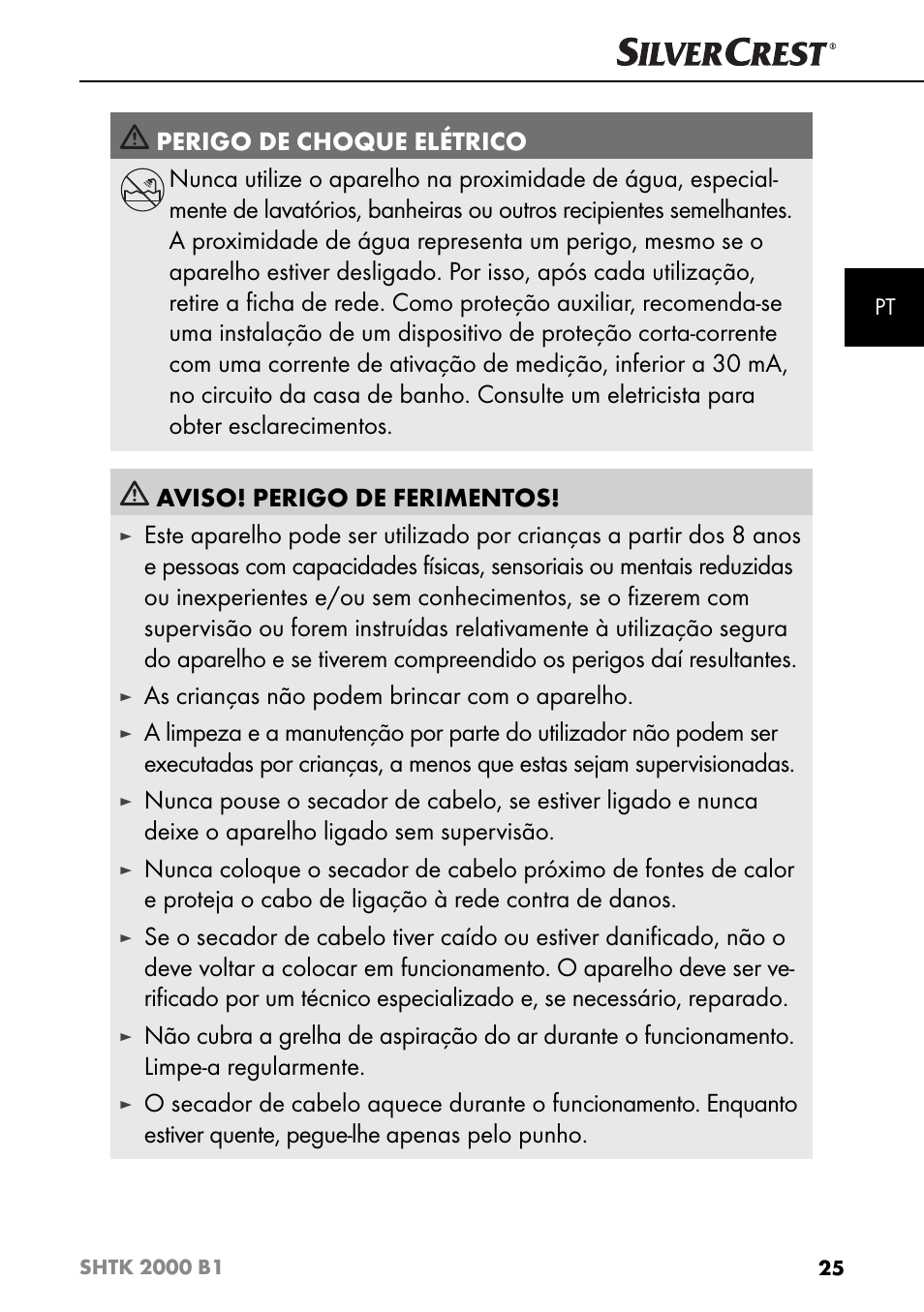 As crianças não podem brincar com o aparelho | Silvercrest SHTK 2000 B1 User Manual | Page 28 / 54