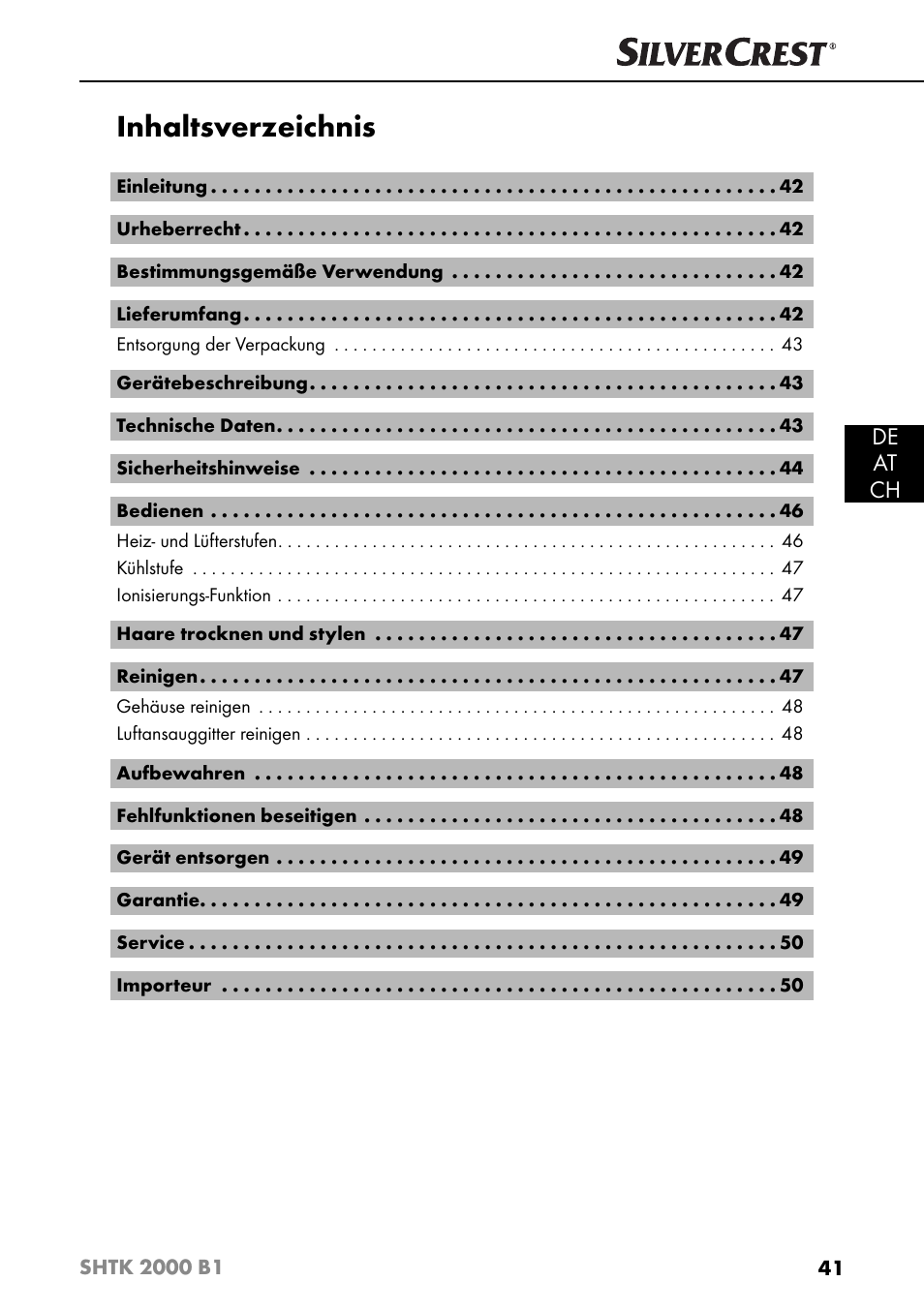 Silvercrest SHTK 2000 B1 User Manual | Page 44 / 54