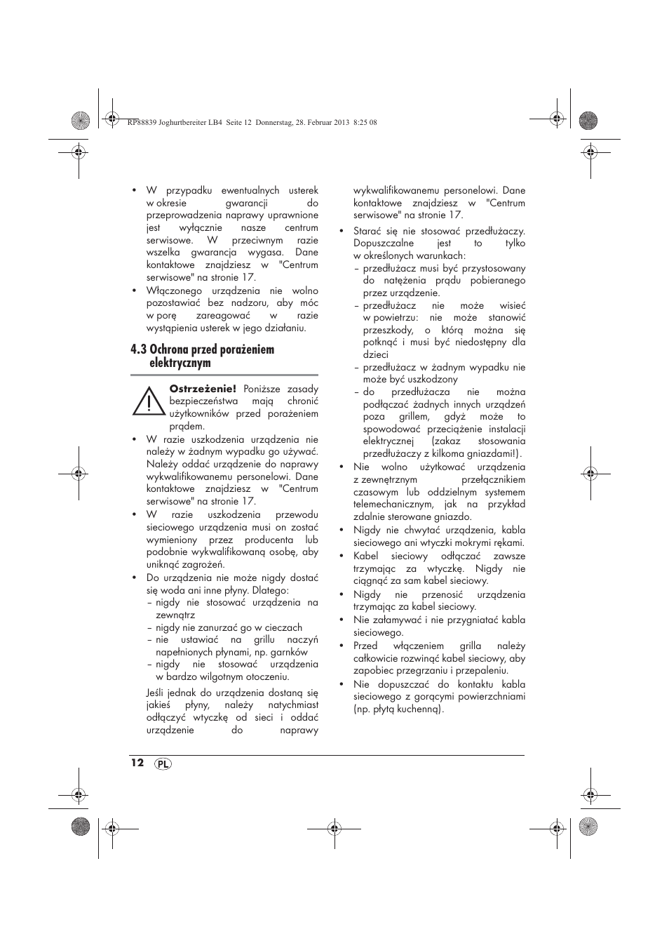 3 ochrona przed porażeniem elektrycznym | Silvercrest SJB 15 B1 User Manual | Page 14 / 62