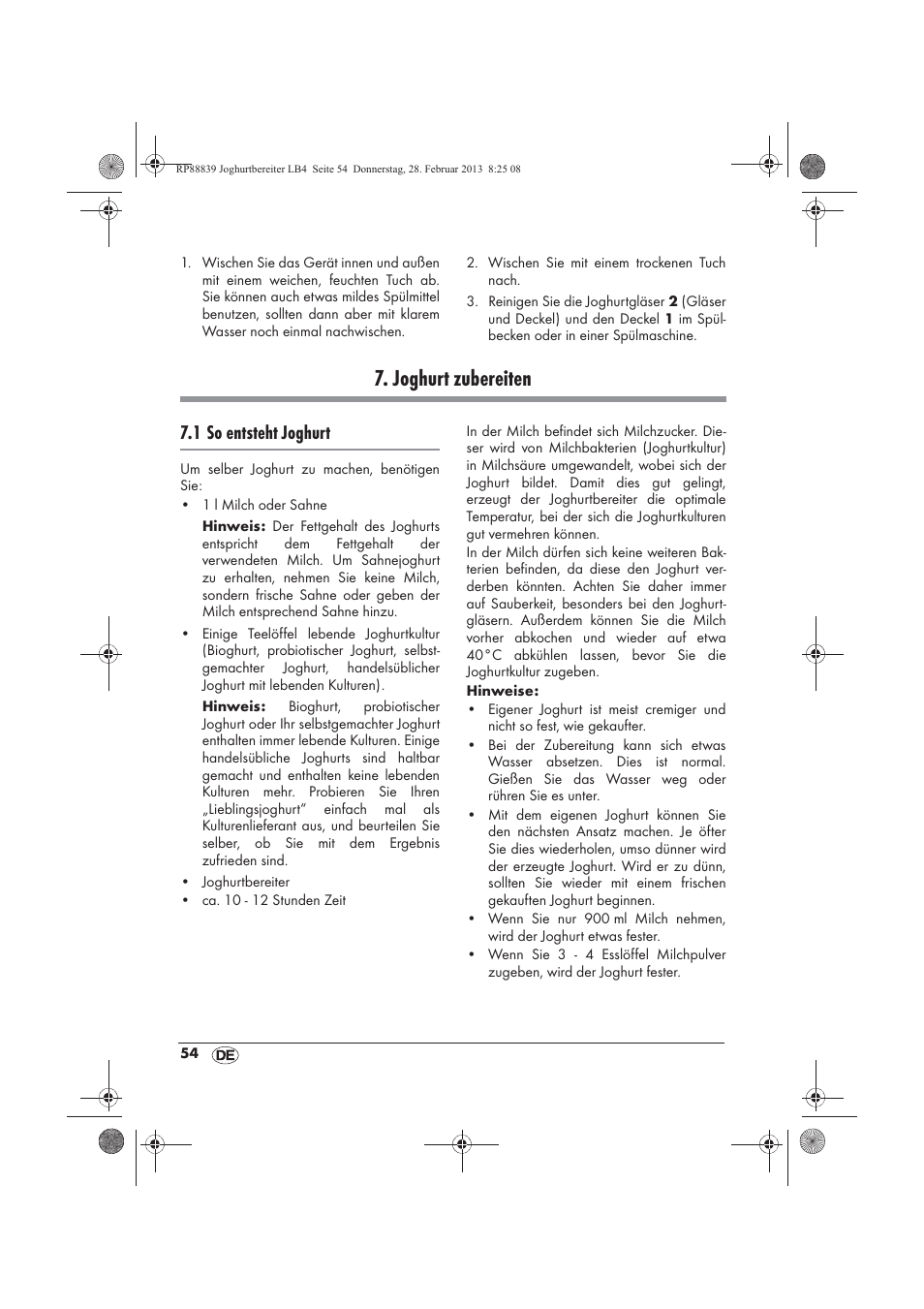 Joghurt zubereiten, 1 so entsteht joghurt | Silvercrest SJB 15 B1 User Manual | Page 56 / 62