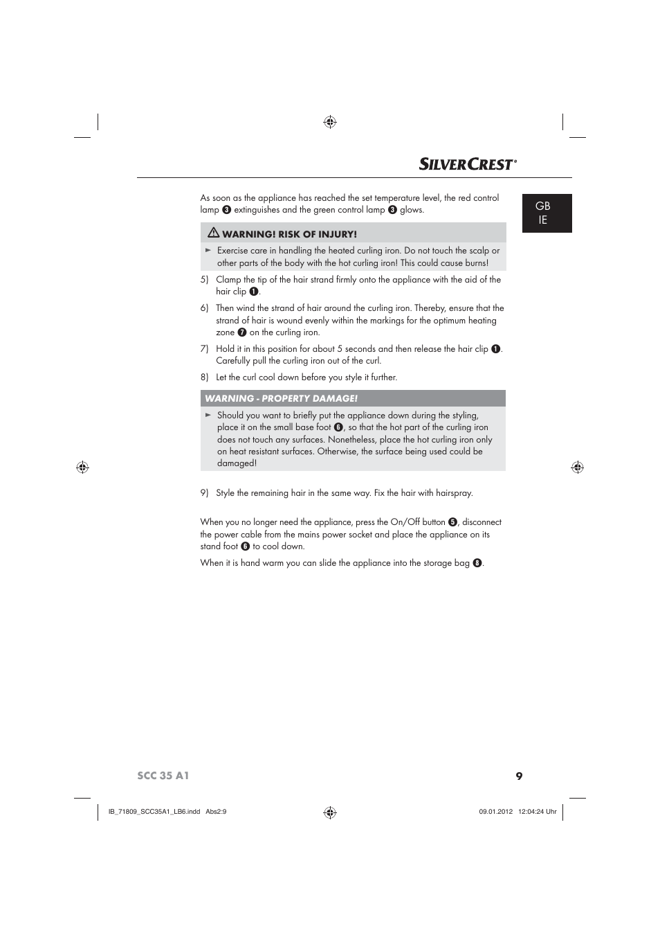 Gb ie | Silvercrest SCC 35 A1 User Manual | Page 11 / 14