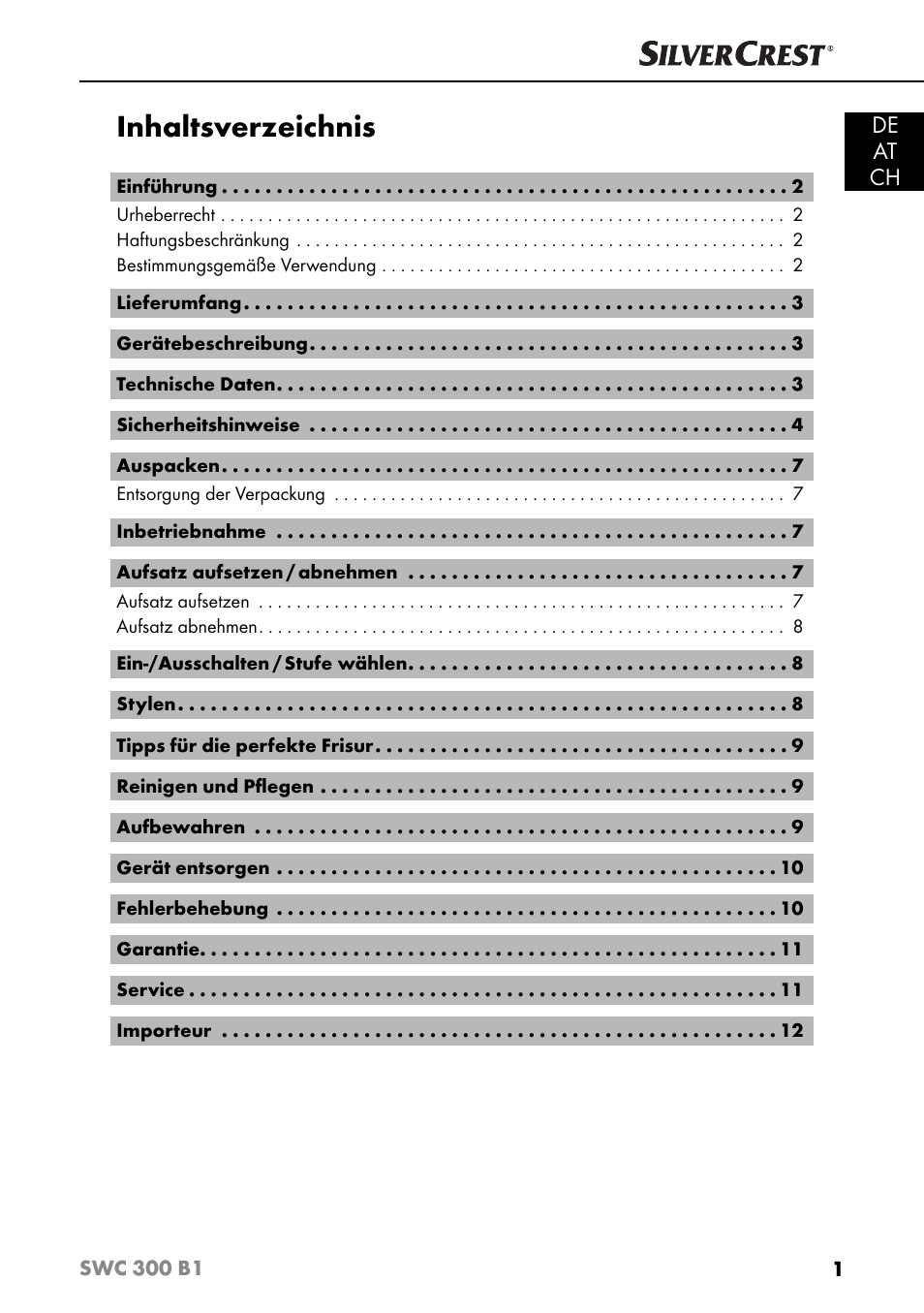 Silvercrest SWC 300 B1 User Manual | Page 4 / 51