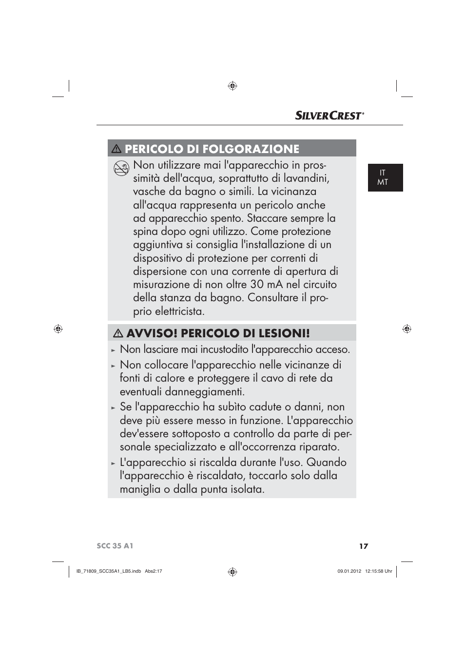 Non collocare l'apparecchio nelle vicinanze di | Silvercrest SCC 35 A1 User Manual | Page 19 / 62