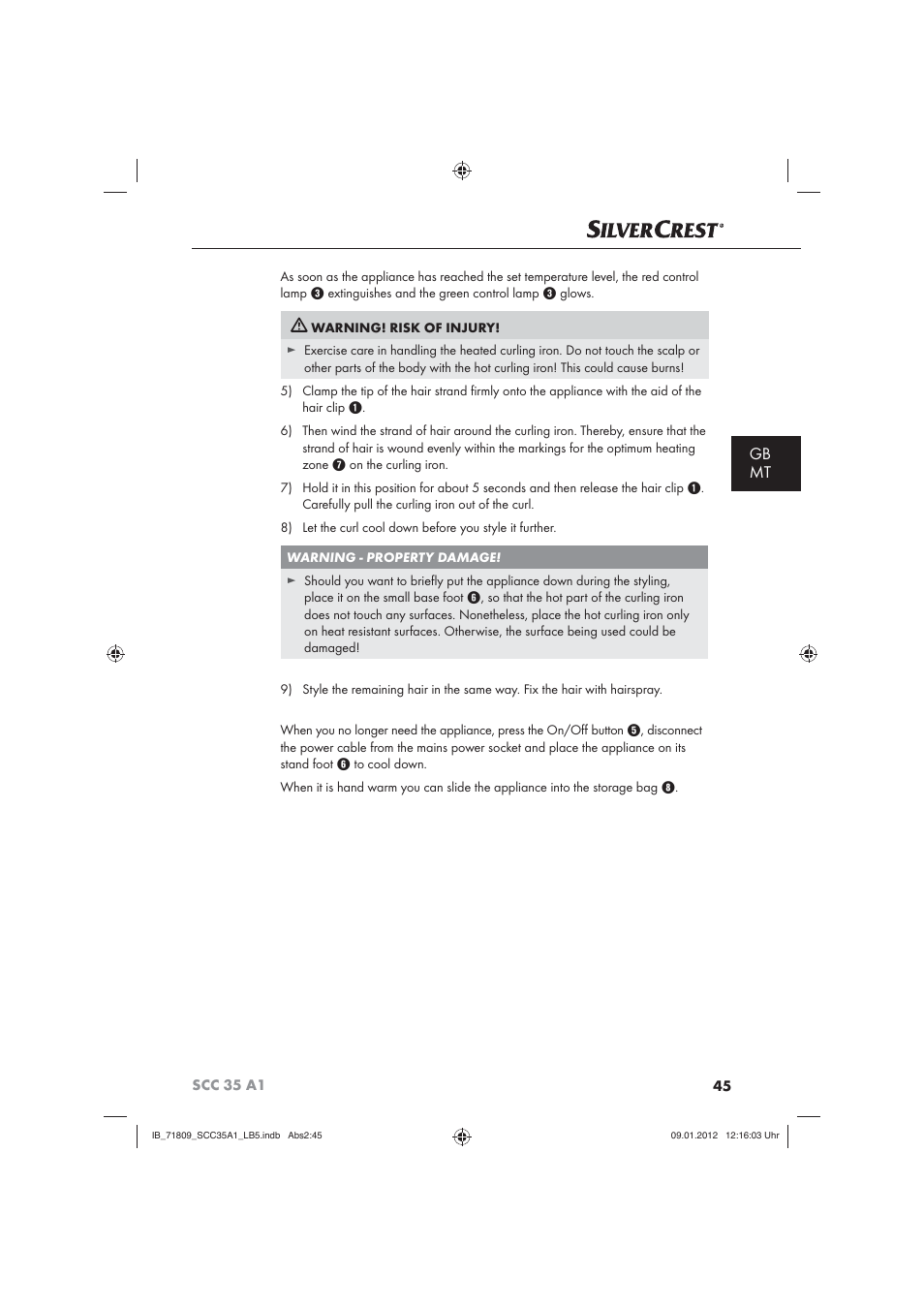 Gb mt | Silvercrest SCC 35 A1 User Manual | Page 47 / 62