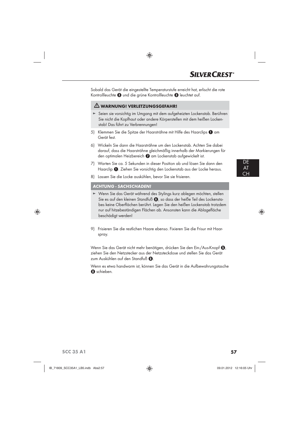 De at ch | Silvercrest SCC 35 A1 User Manual | Page 59 / 62