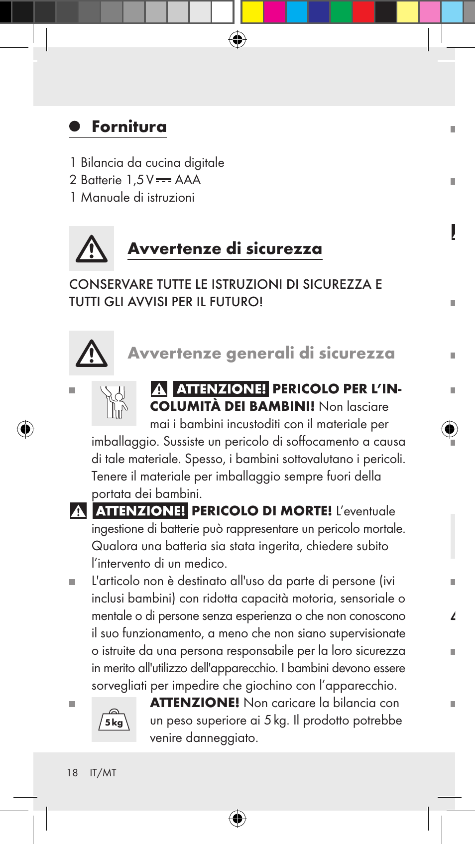 Avvertenze di sicurezza per le batterie, Fornitura, Avvertenze di sicurezza | Avvertenze generali di sicurezza | Silvercrest Z31183 User Manual | Page 18 / 63