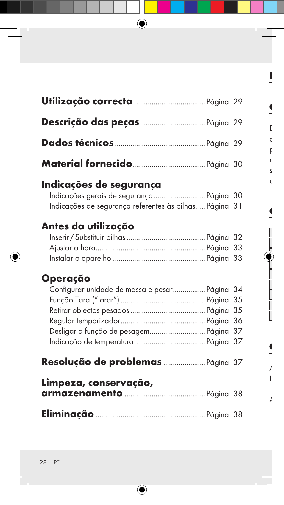 Utilização correcta, Descrição das peças, Dados técnicos | Material fornecido, Indicações de segurança, Antes da utilização, Operação, Resolução de problemas, Limpeza, conservação, armazenamento, Eliminação | Silvercrest Z31183 User Manual | Page 28 / 63