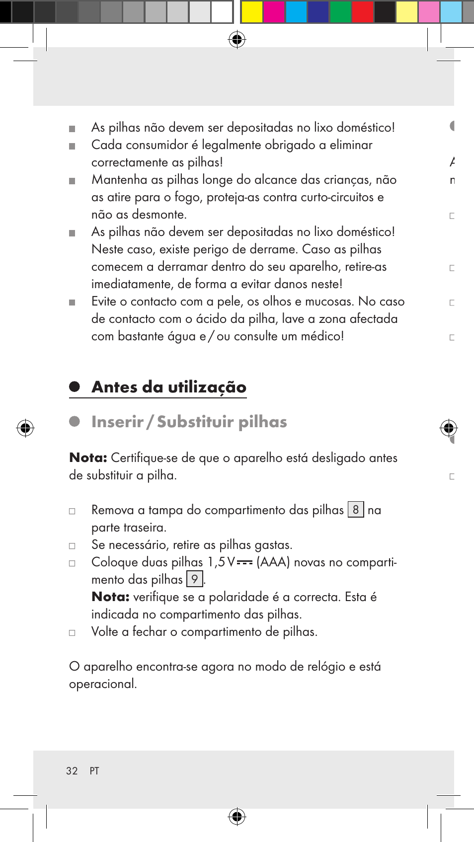 Antes da utilização inserir / substituir pilhas, Ajustar a hora, Instalar o aparelho | Silvercrest Z31183 User Manual | Page 32 / 63