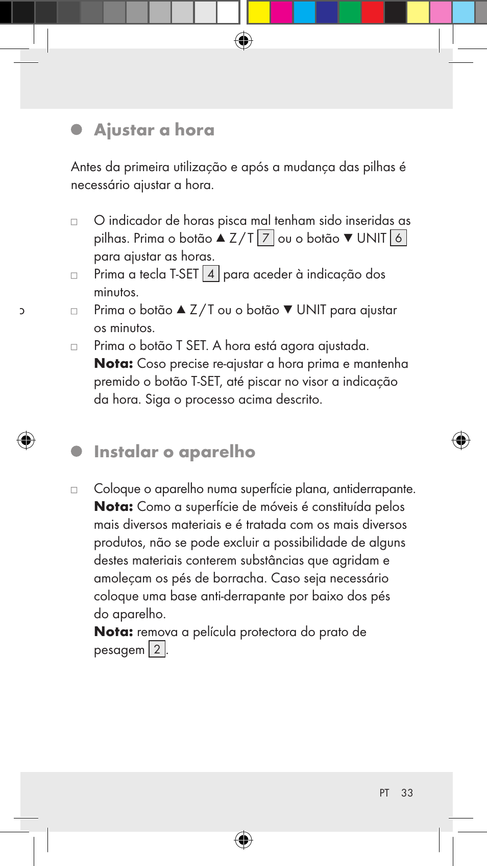 Antes da utilização inserir / substituir pilhas, Ajustar a hora, Instalar o aparelho | Silvercrest Z31183 User Manual | Page 33 / 63