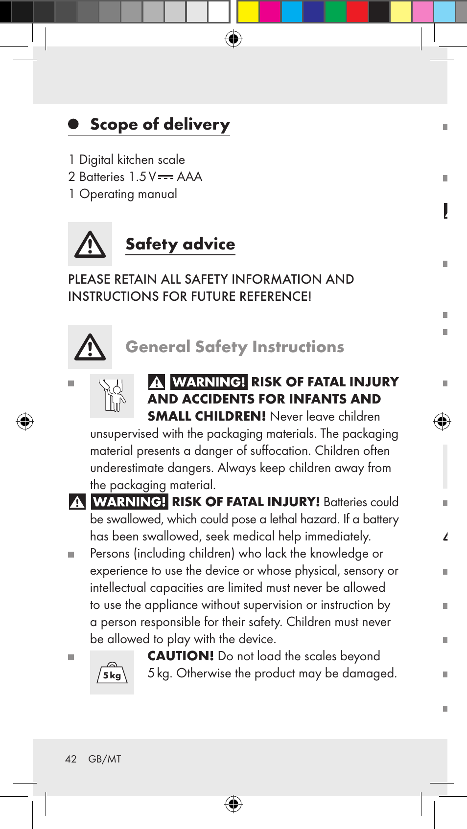 Scope of delivery, Safety advice, General safety instructions | Safety instructions for batteries | Silvercrest Z31183 User Manual | Page 42 / 63