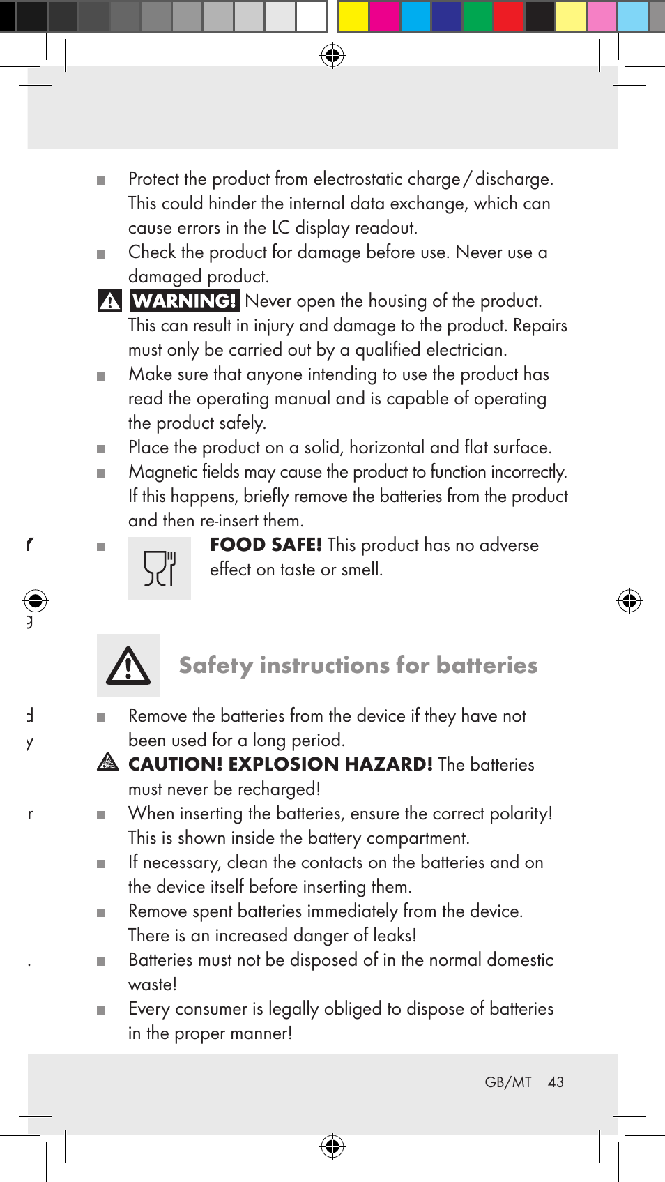 Scope of delivery, Safety advice, General safety instructions | Safety instructions for batteries | Silvercrest Z31183 User Manual | Page 43 / 63