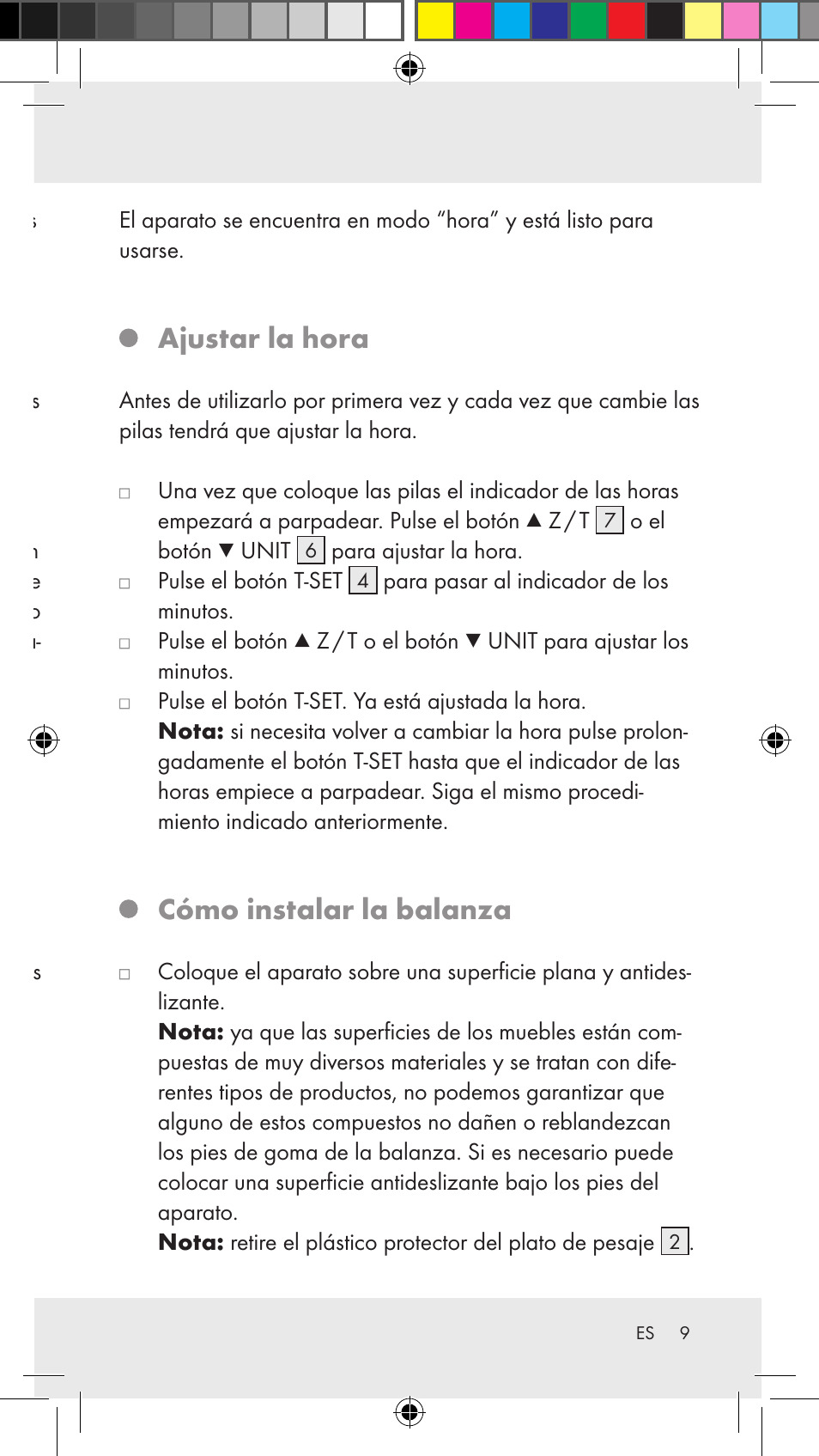 Ajustar la hora, Cómo instalar la balanza | Silvercrest Z31183 User Manual | Page 9 / 63