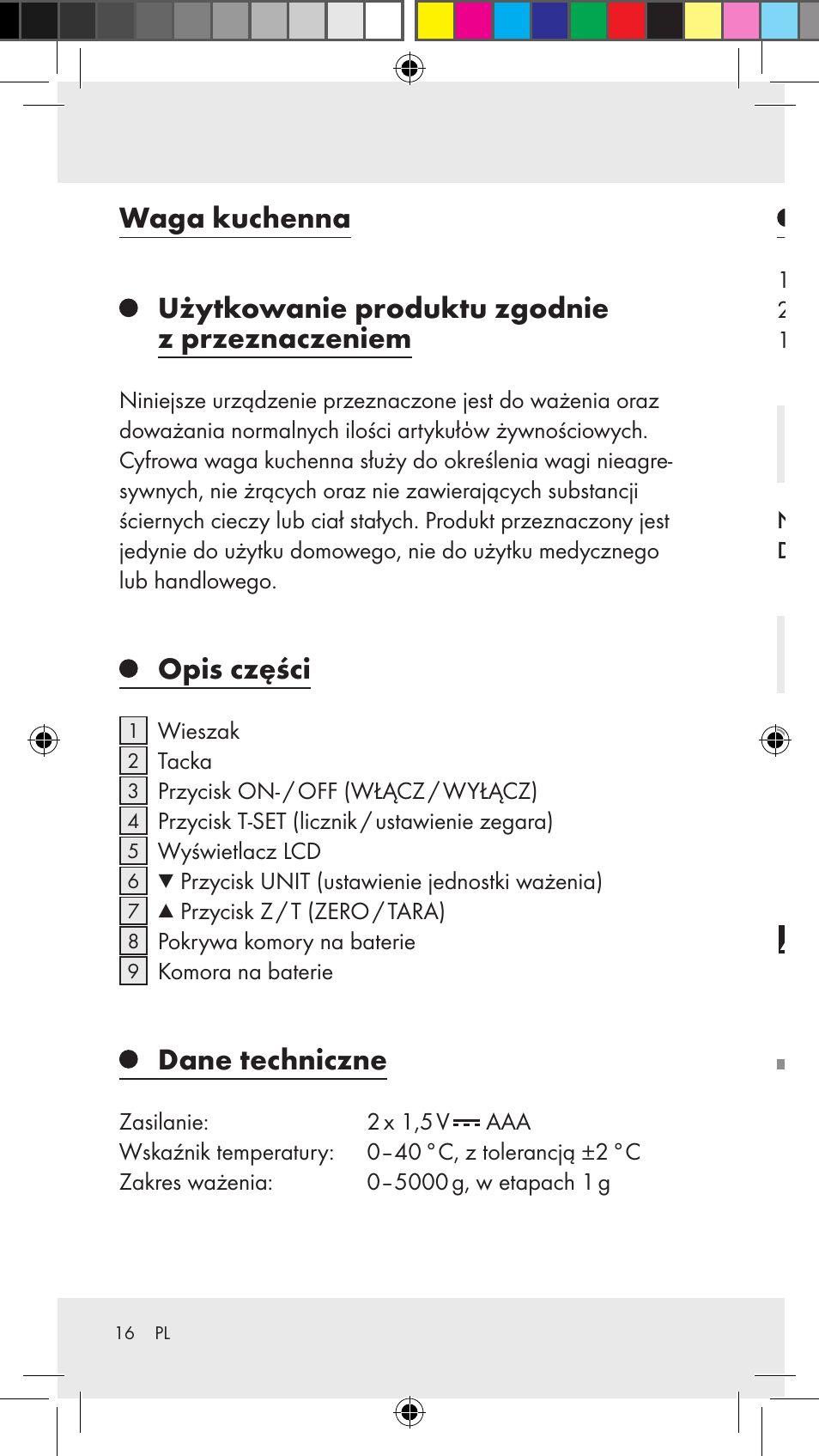 Opis części, Dane techniczne, Zakres dostawy | Wskazówki dotyczące bezpieczeństwa, Ogólne wskazówki bezpieczeństwa | Silvercrest Z31183 User Manual | Page 16 / 86