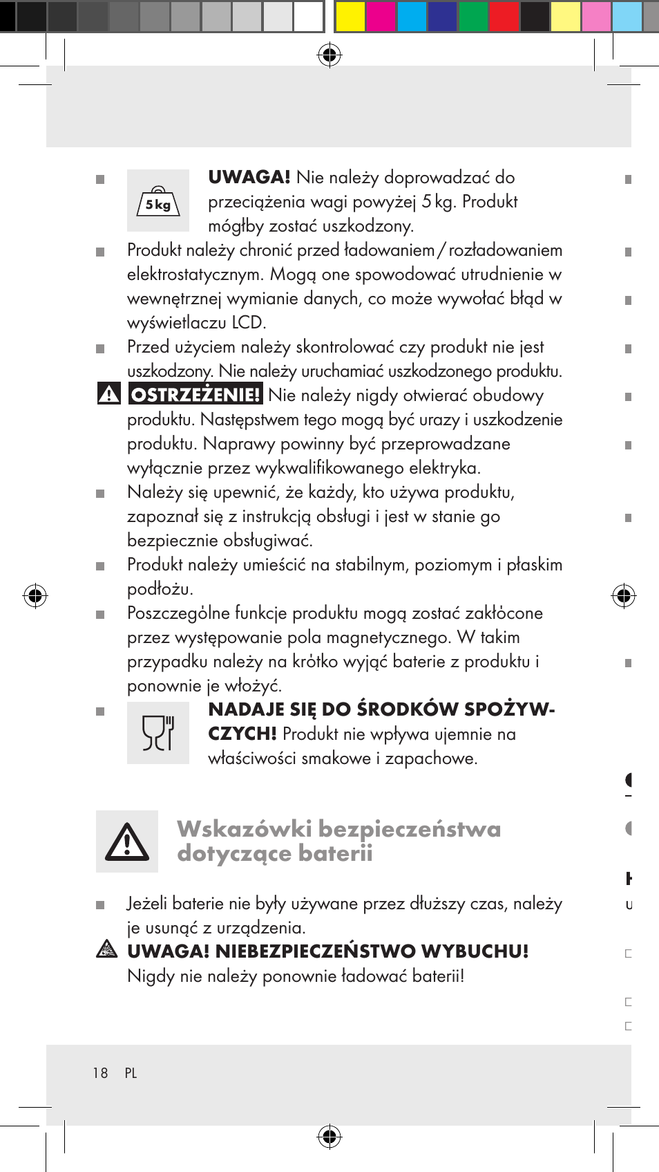 Wskazówki bezpieczeństwa dotyczące baterii, Przed użyciem zakładanie / wymiana baterii | Silvercrest Z31183 User Manual | Page 18 / 86