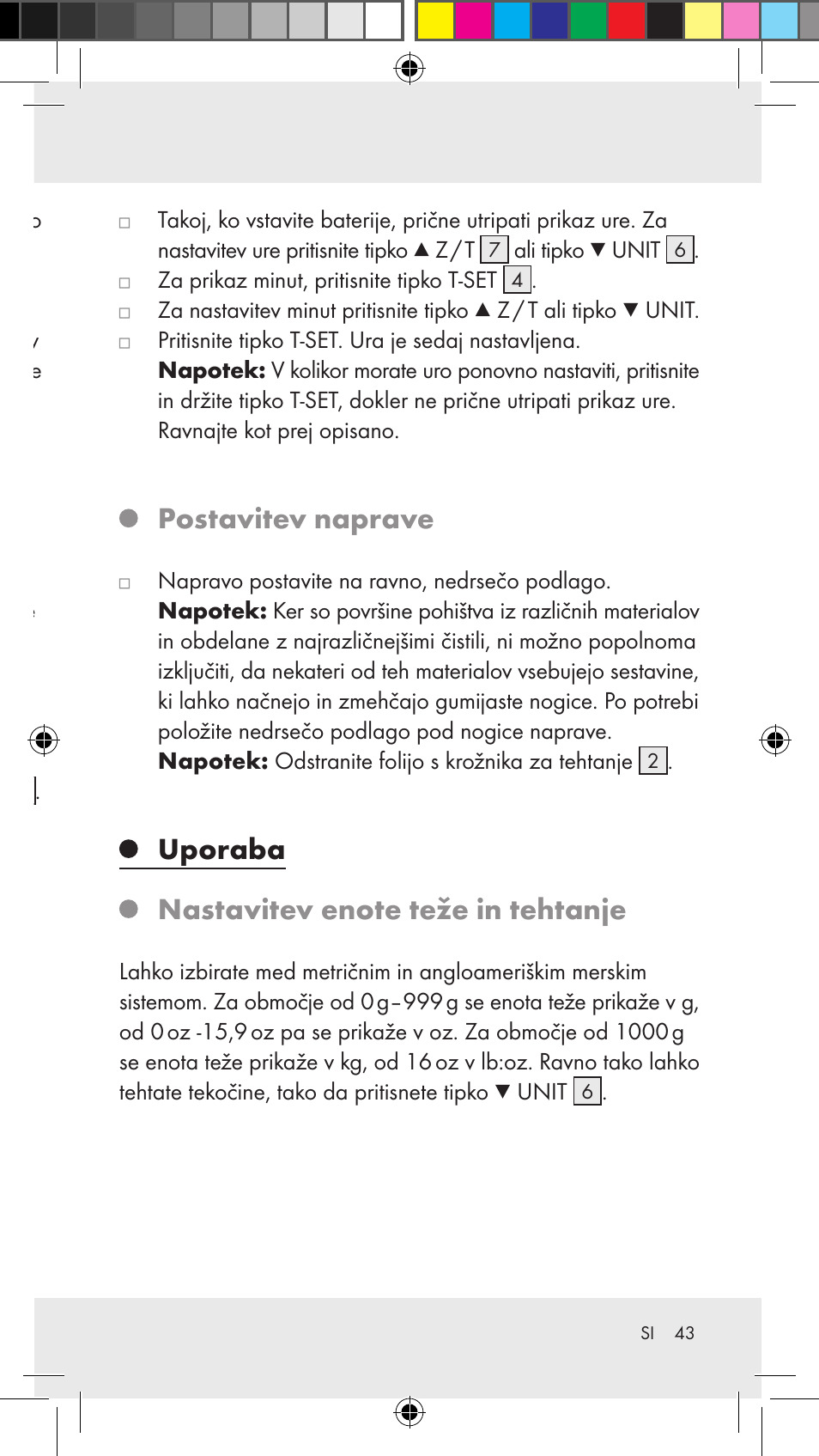 Nastavitev časa, Postavitev naprave | Silvercrest Z31183 User Manual | Page 43 / 86