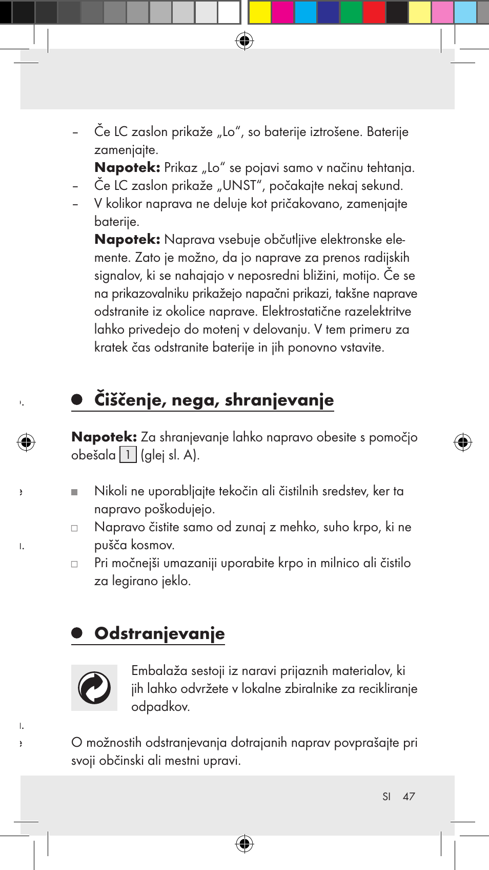 Izklop funkcije tehtanja, Prikaz temperature, Odpravljanje napak | Čiščenje, nega, shranjevanje, Odstranjevanje | Silvercrest Z31183 User Manual | Page 47 / 86