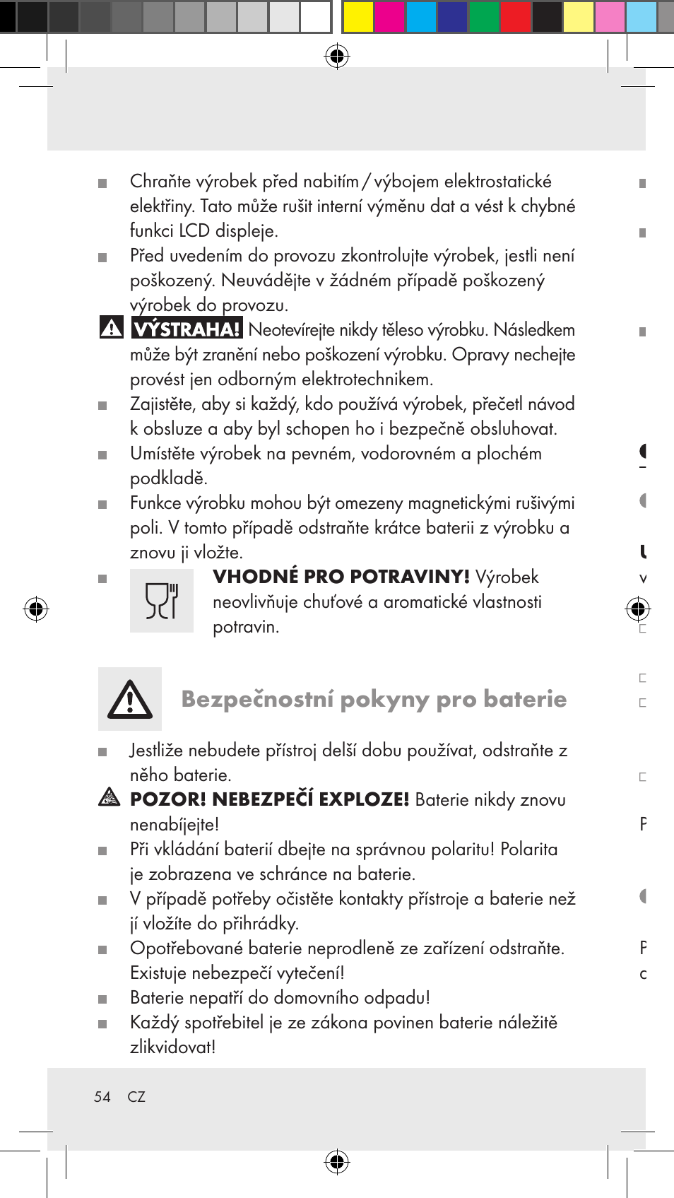 Bezpečnostní pokyny pro baterie, Před obsluhou vložení / výměna baterií, Nastavení hodinového času | Silvercrest Z31183 User Manual | Page 54 / 86