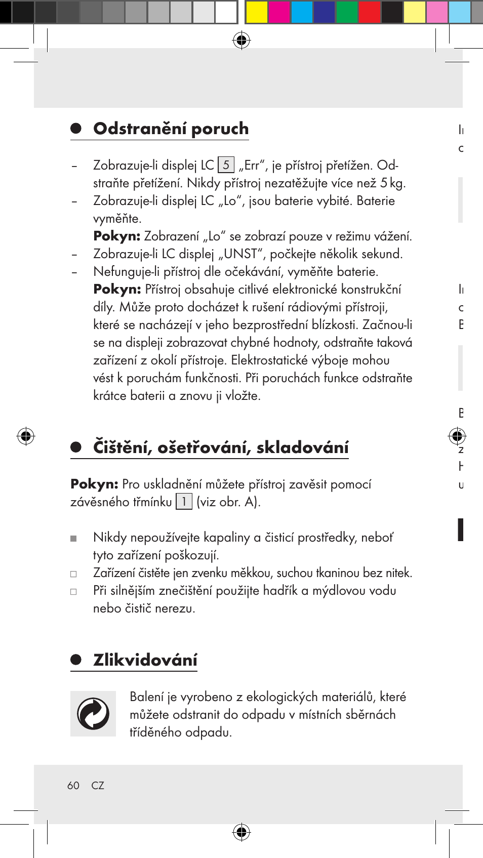 Odstranění poruch, Čištění, ošetřování, skladování, Zlikvidování | Silvercrest Z31183 User Manual | Page 60 / 86