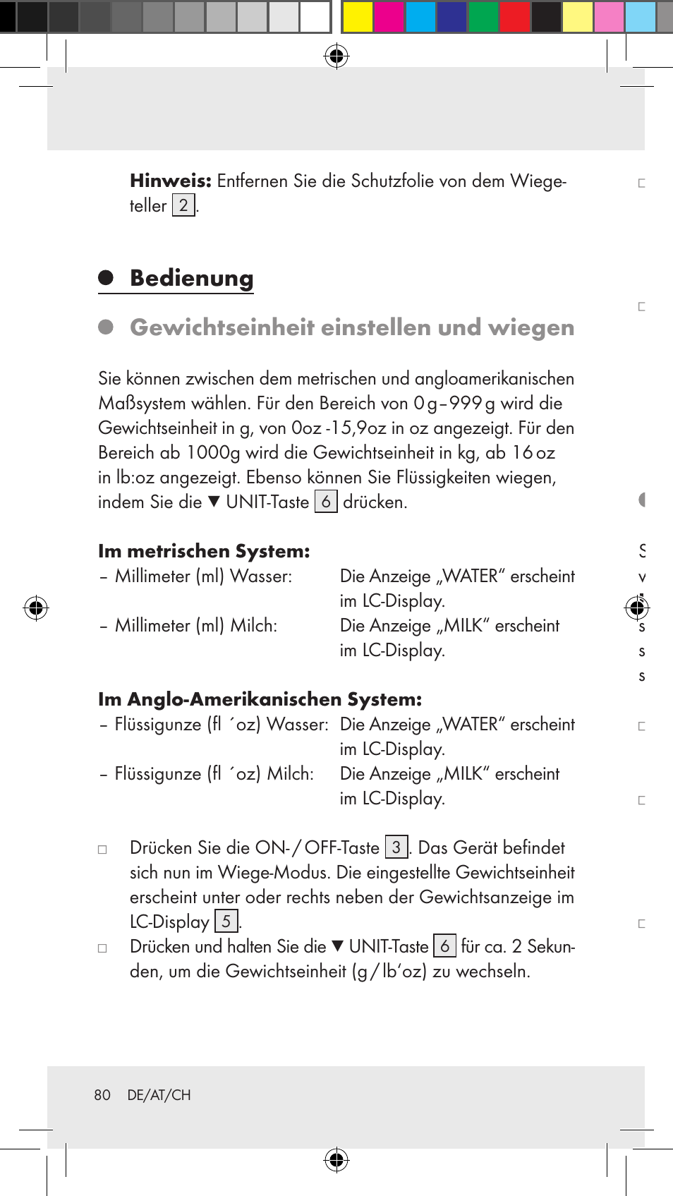 Bedienung gewichtseinheit einstellen und wiegen, Zuwiegen (tara-funktion) | Silvercrest Z31183 User Manual | Page 80 / 86