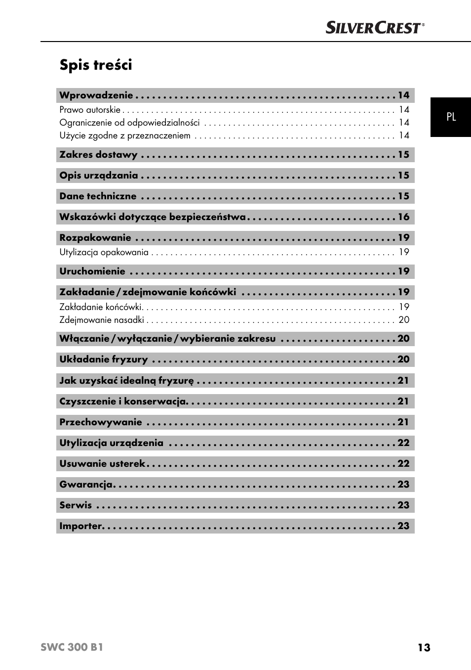 Silvercrest SWC 300 B1 User Manual | Page 16 / 88