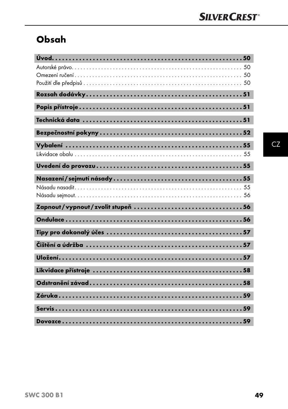 Silvercrest SWC 300 B1 User Manual | Page 52 / 88