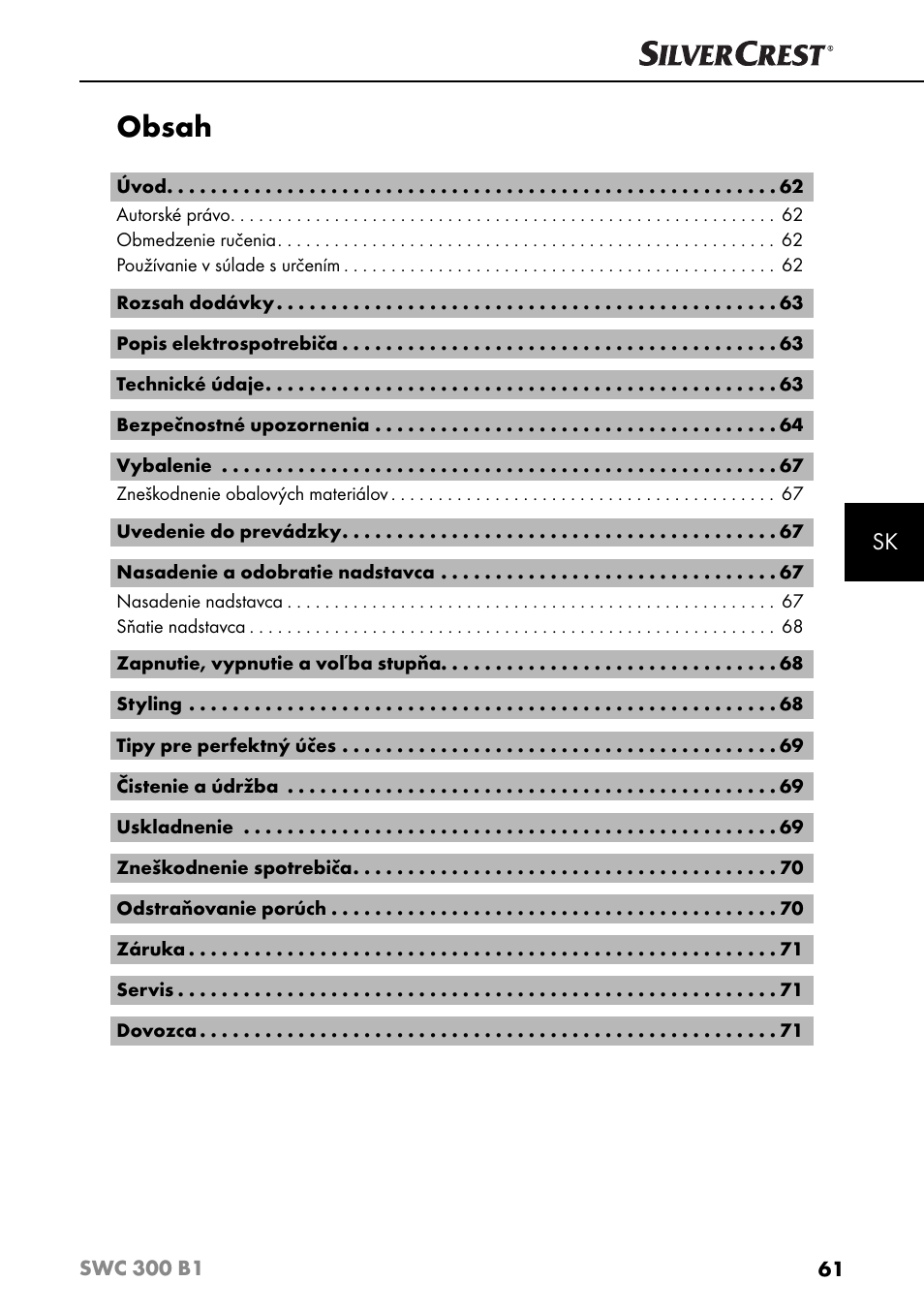 Silvercrest SWC 300 B1 User Manual | Page 64 / 88