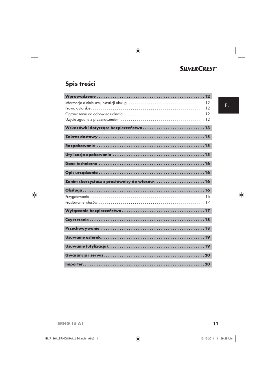 Silvercrest SRHG 15 A1 User Manual | Page 13 / 72