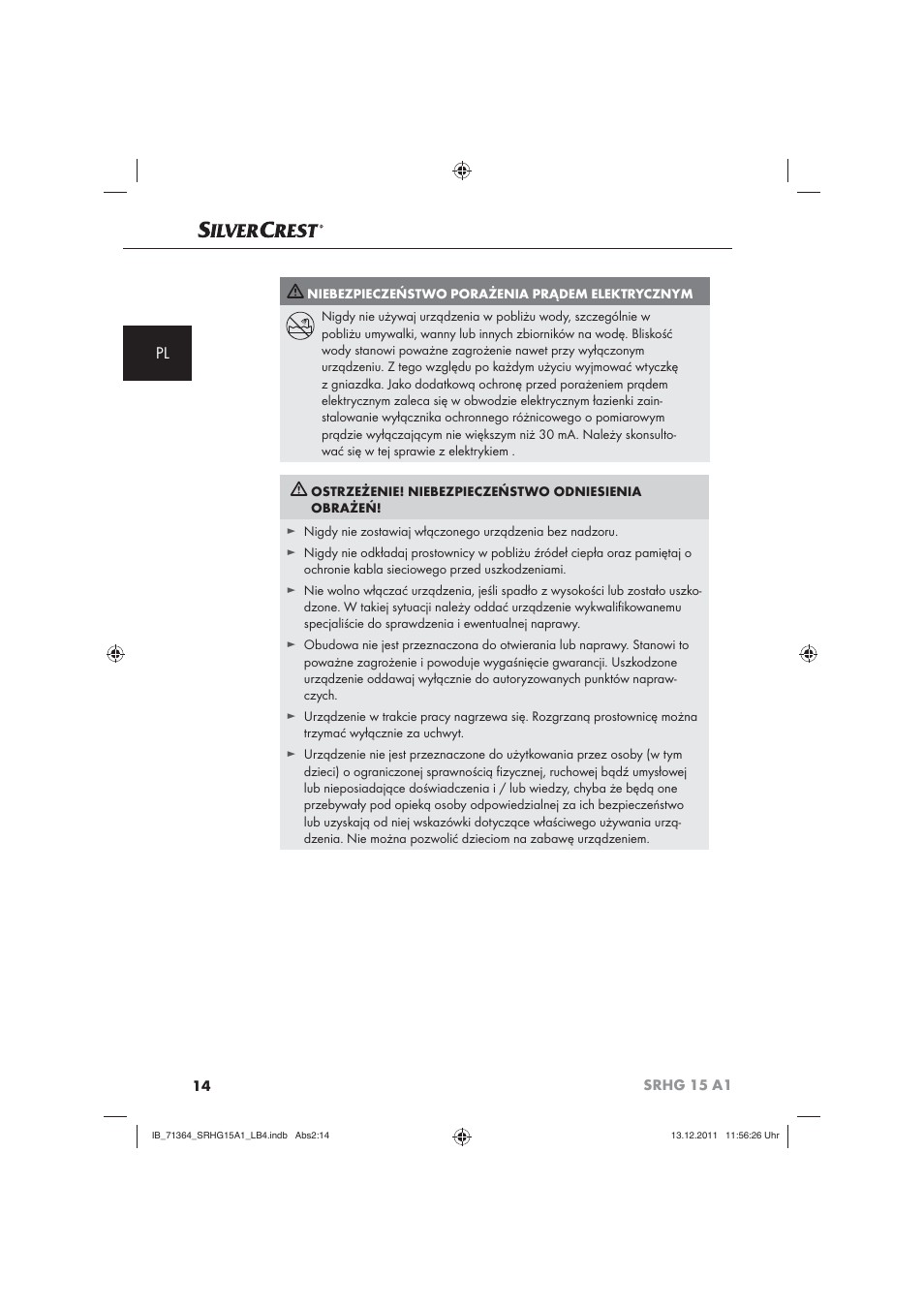 Silvercrest SRHG 15 A1 User Manual | Page 16 / 72