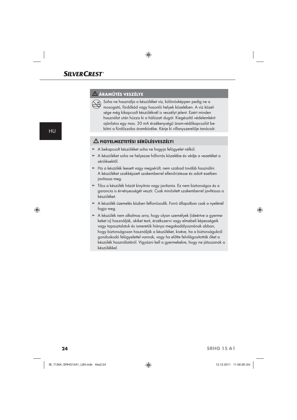 Silvercrest SRHG 15 A1 User Manual | Page 26 / 72