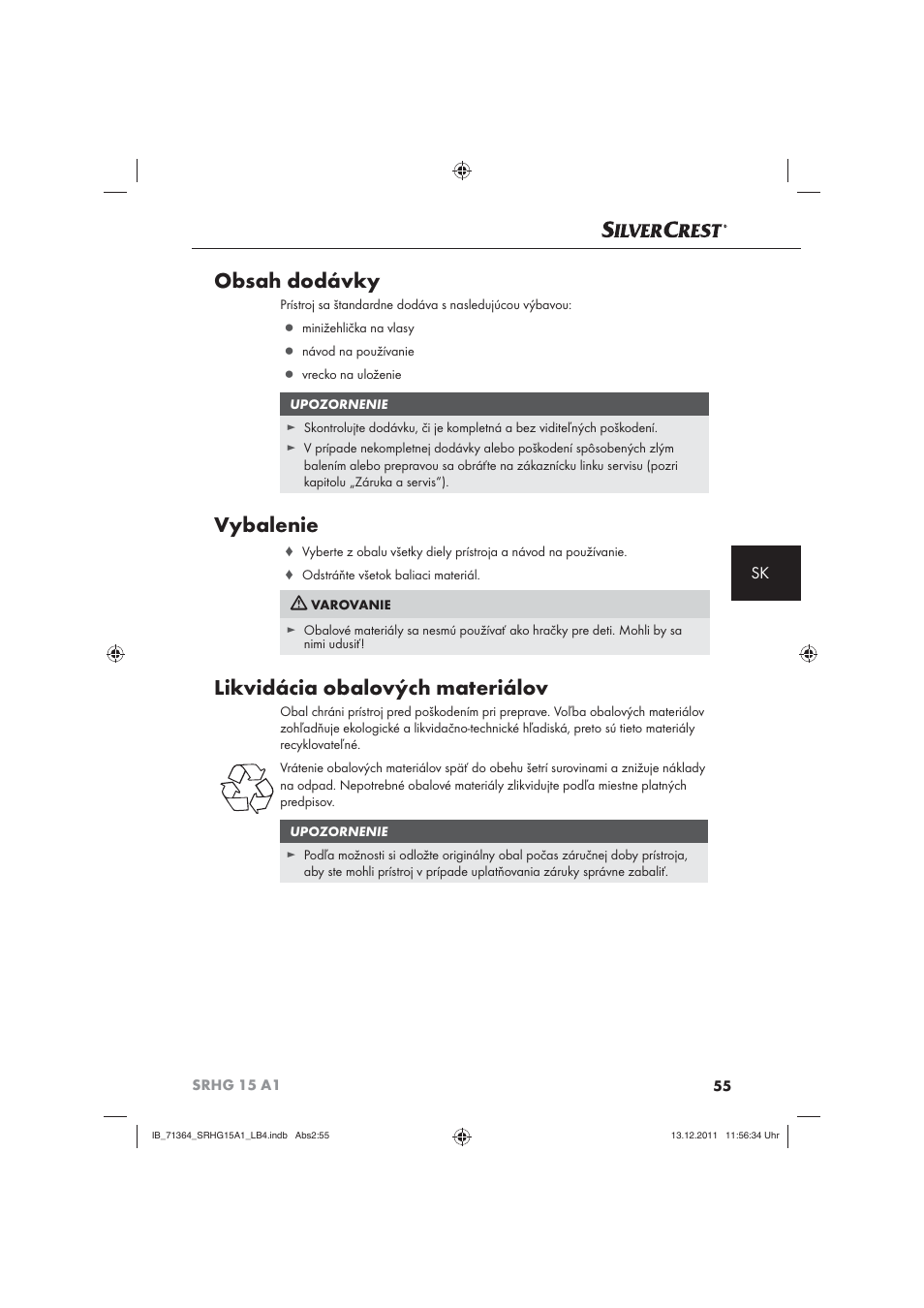 Silvercrest SRHG 15 A1 User Manual | Page 57 / 72
