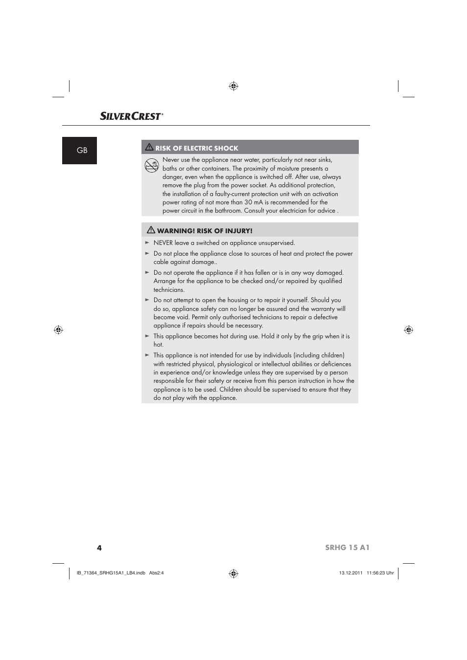 Silvercrest SRHG 15 A1 User Manual | Page 6 / 72