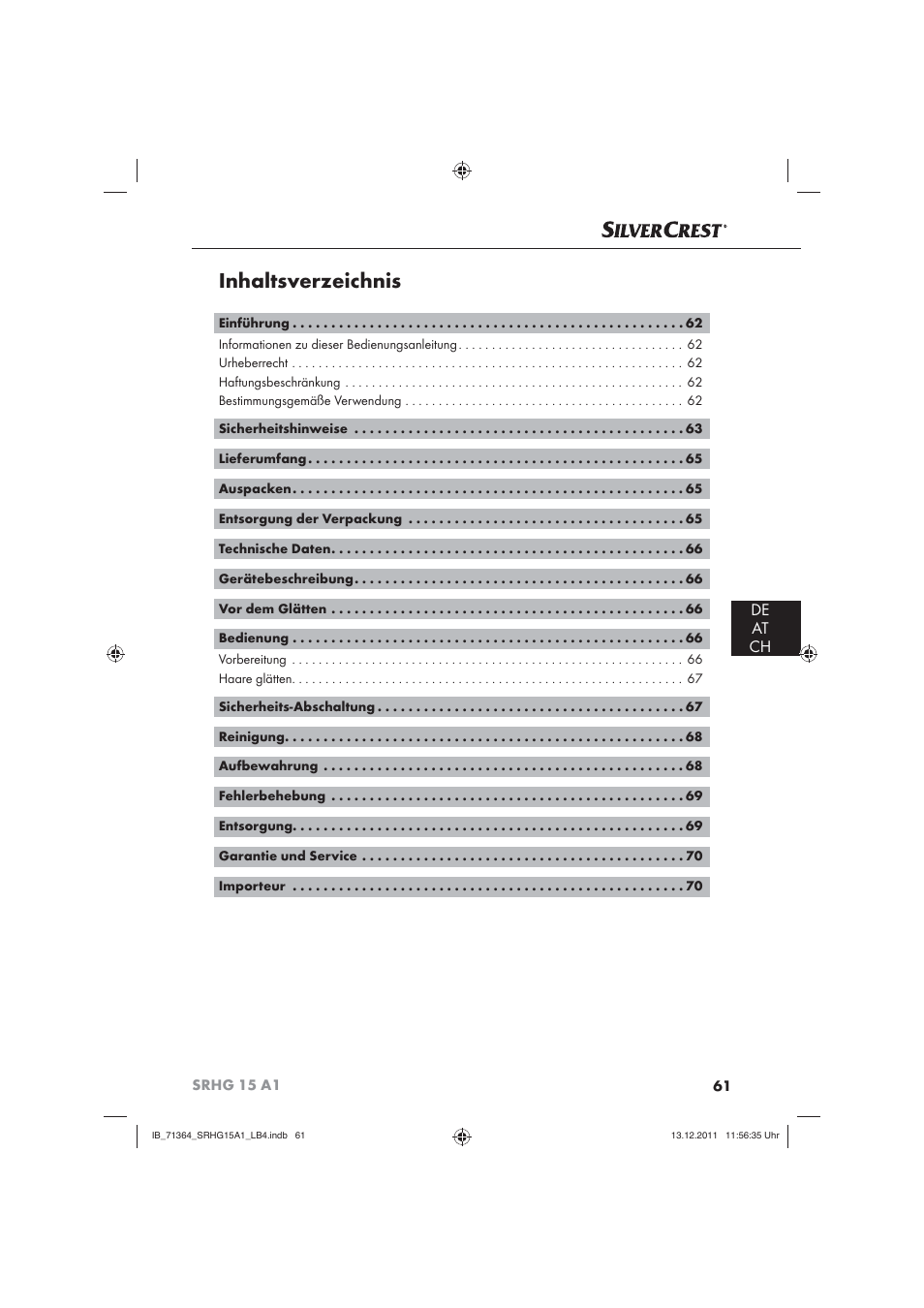 Silvercrest SRHG 15 A1 User Manual | Page 63 / 72