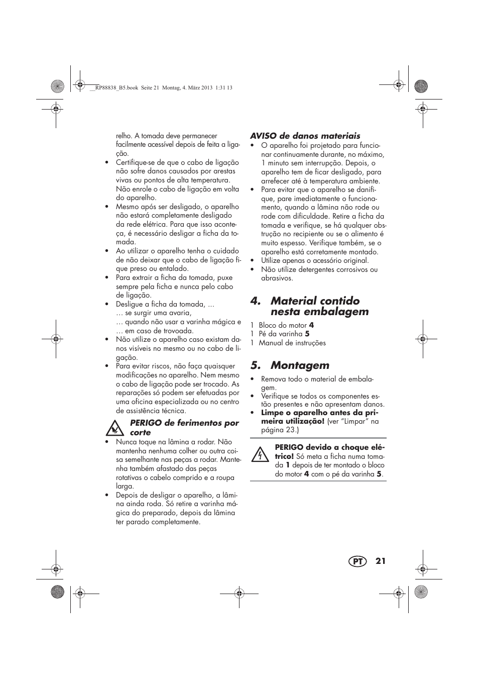 Material contido nesta embalagem, Montagem | Silvercrest H-8666 User Manual | Page 23 / 46