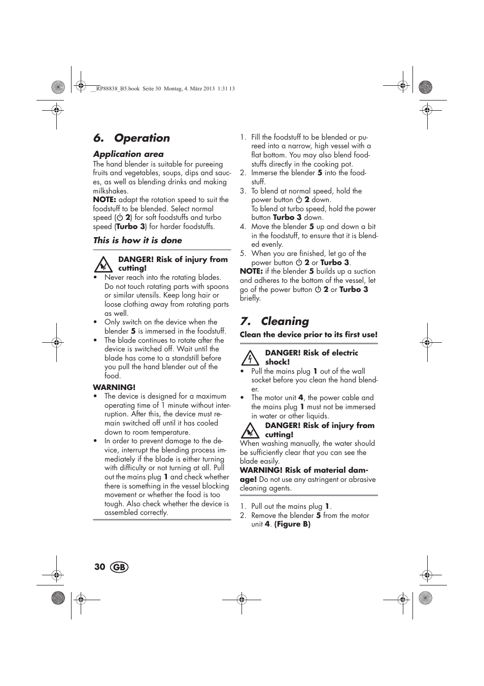 Operation, Cleaning | Silvercrest H-8666 User Manual | Page 32 / 46