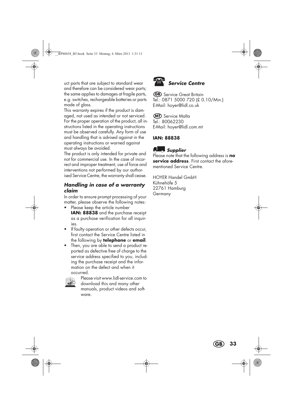 Silvercrest H-8666 User Manual | Page 35 / 46