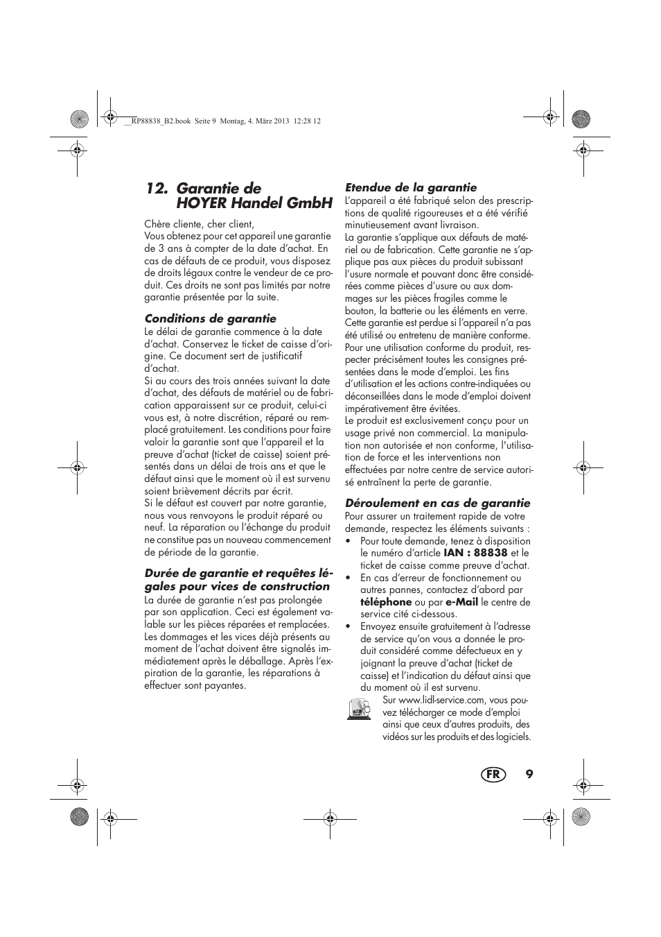 Garantie de hoyer handel gmbh | Silvercrest H-8666 User Manual | Page 11 / 38