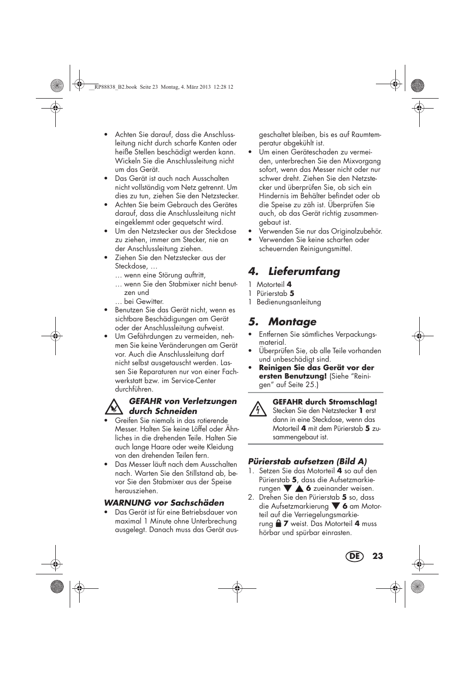 Lieferumfang, Montage | Silvercrest H-8666 User Manual | Page 25 / 38