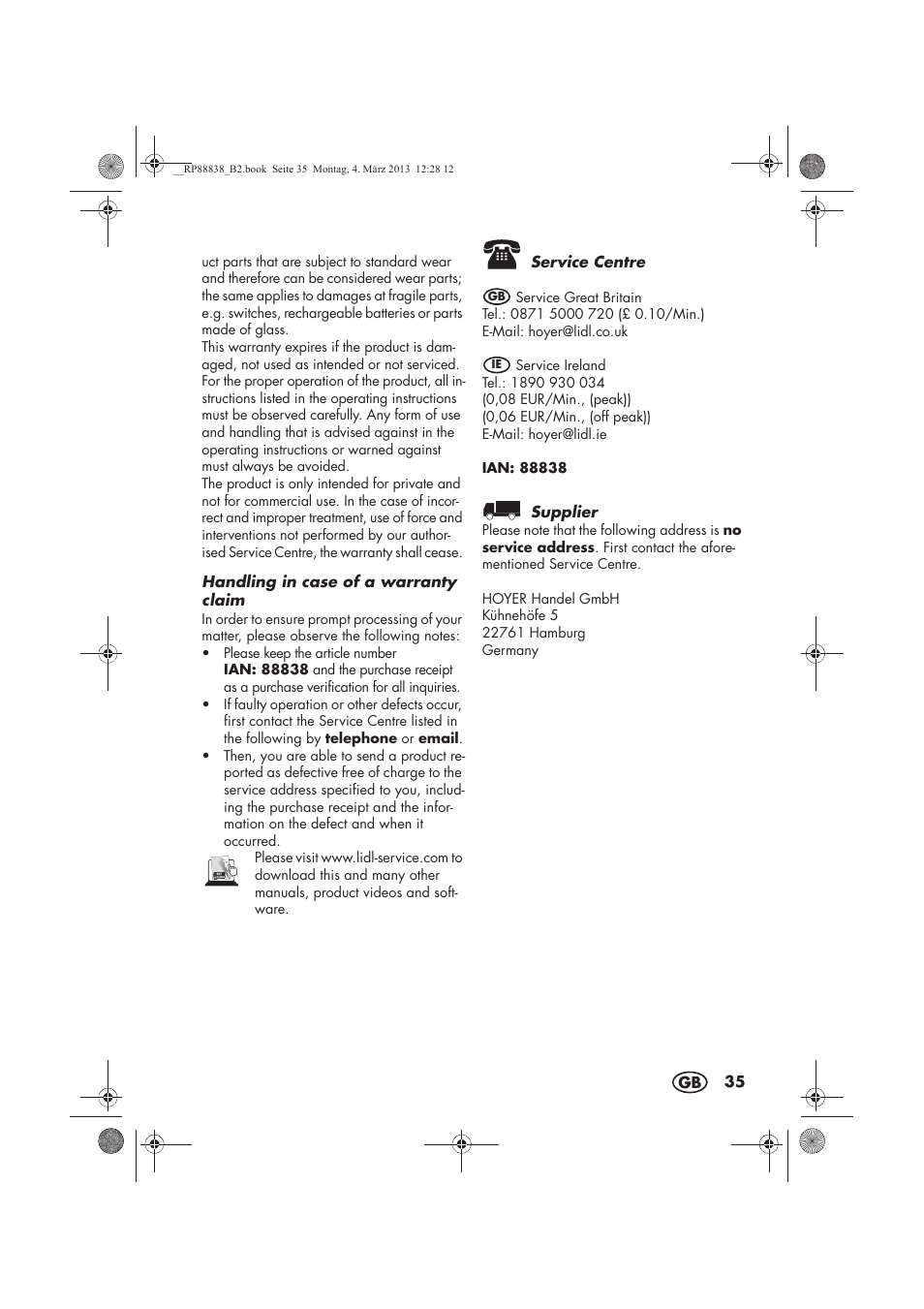 Silvercrest H-8666 User Manual | Page 37 / 38