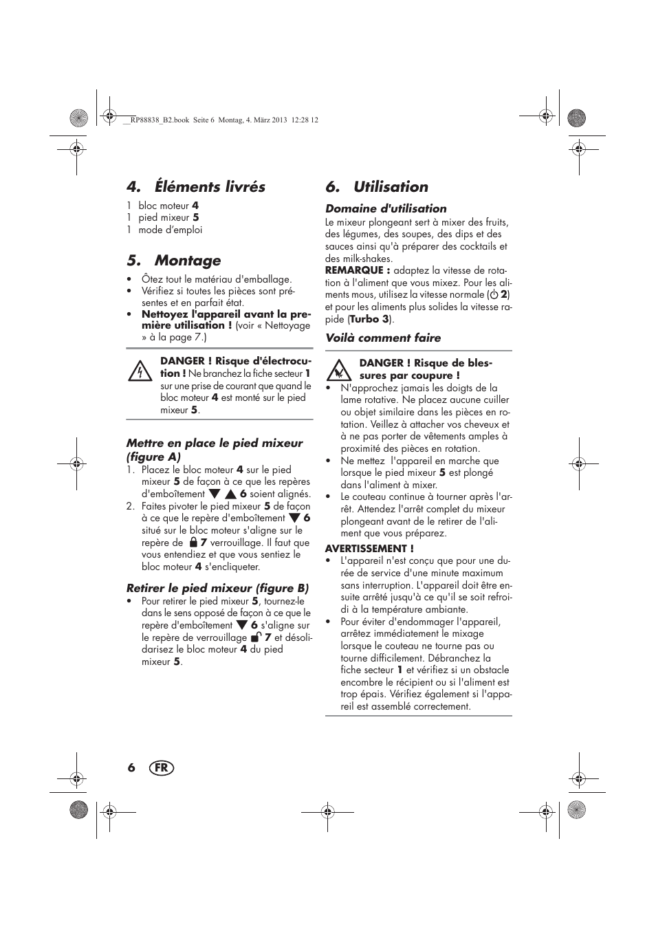 Éléments livrés, Montage, Utilisation | Silvercrest H-8666 User Manual | Page 8 / 38