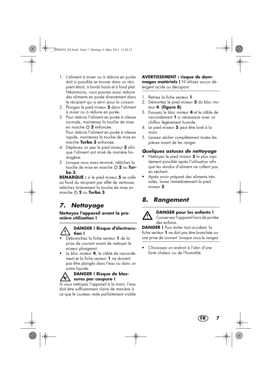 Nettoyage, Rangement | Silvercrest H-8666 User Manual | Page 9 / 38