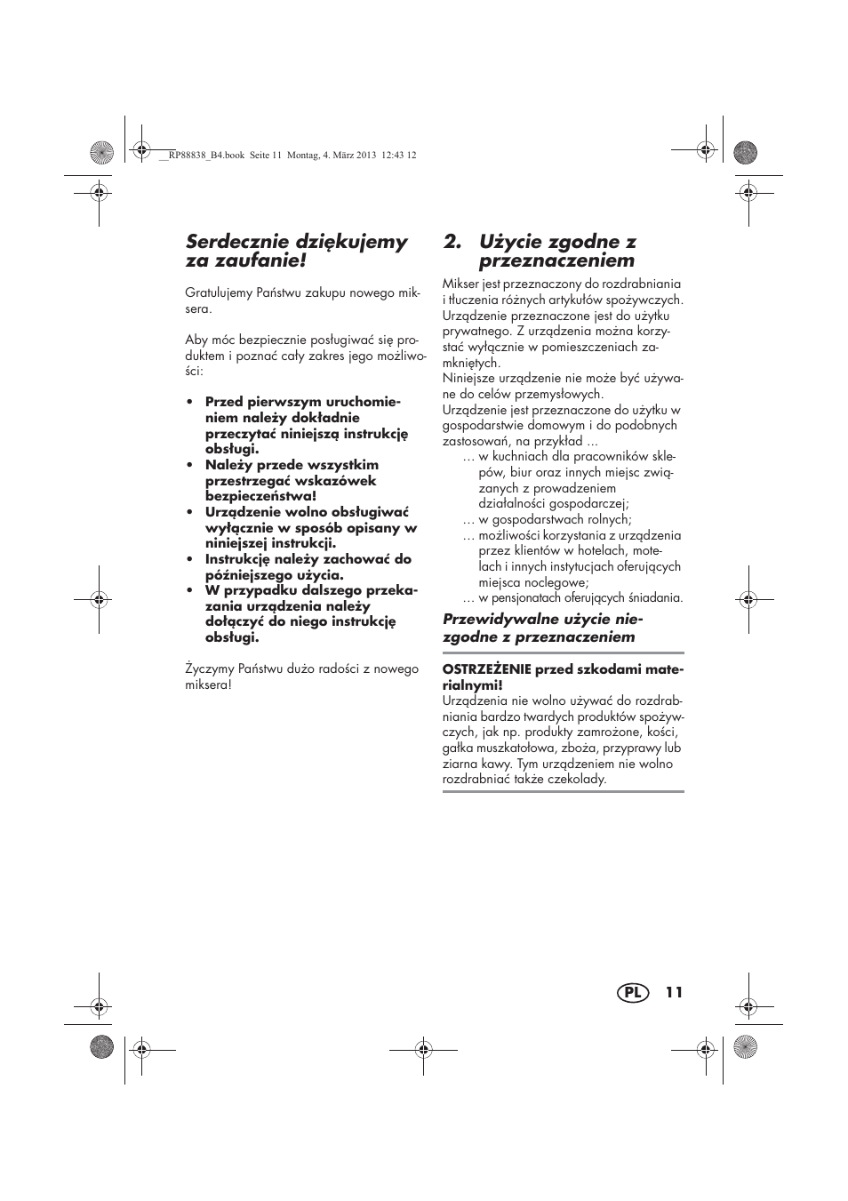 Serdecznie dzi kujemy za zaufanie, U ycie zgodne z przeznaczeniem | Silvercrest H-8666 User Manual | Page 13 / 66