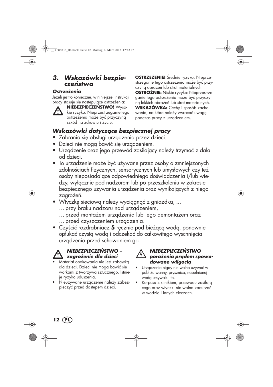 Wskazówki bezpie- cze stwa | Silvercrest H-8666 User Manual | Page 14 / 66