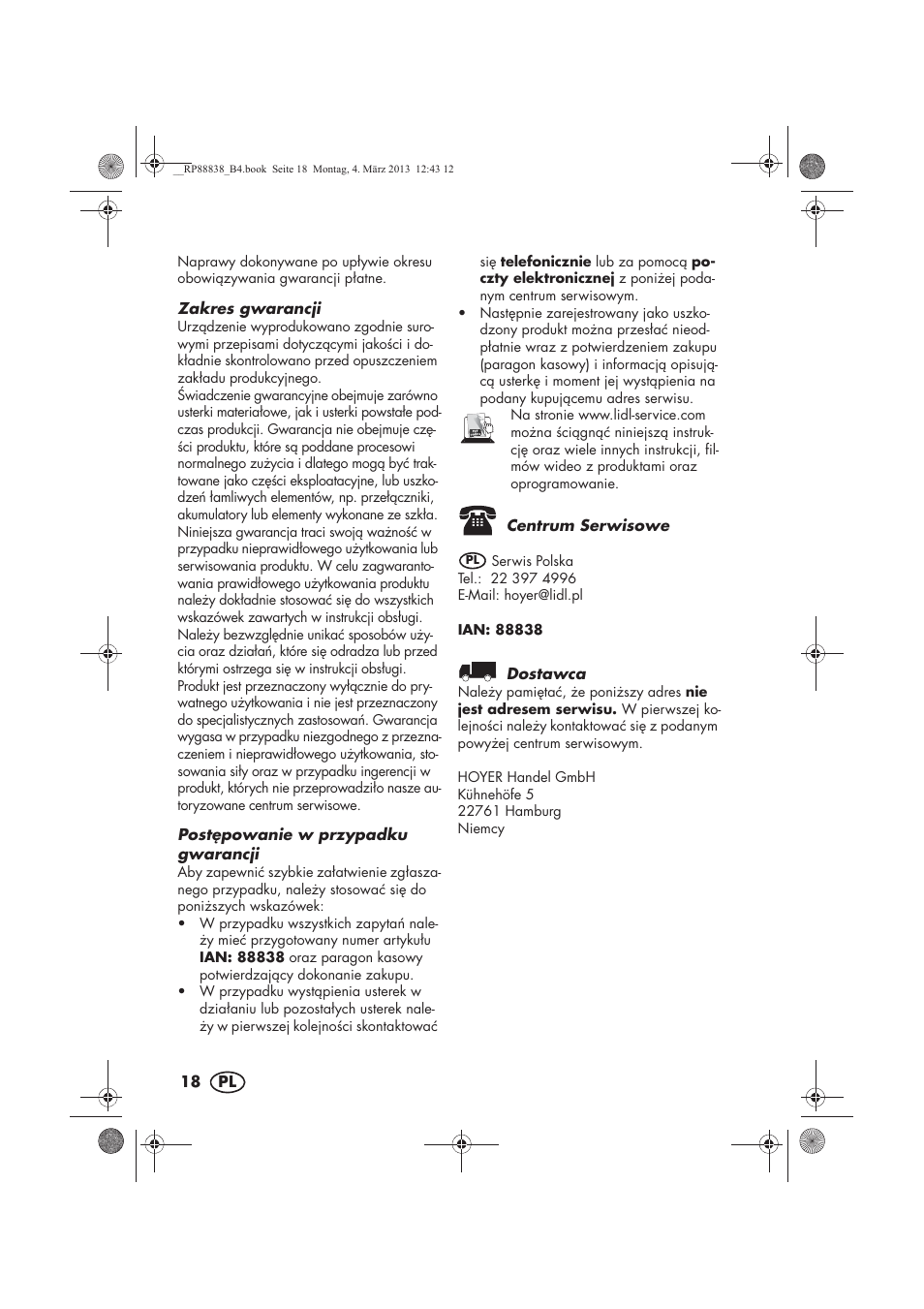 Silvercrest H-8666 User Manual | Page 20 / 66