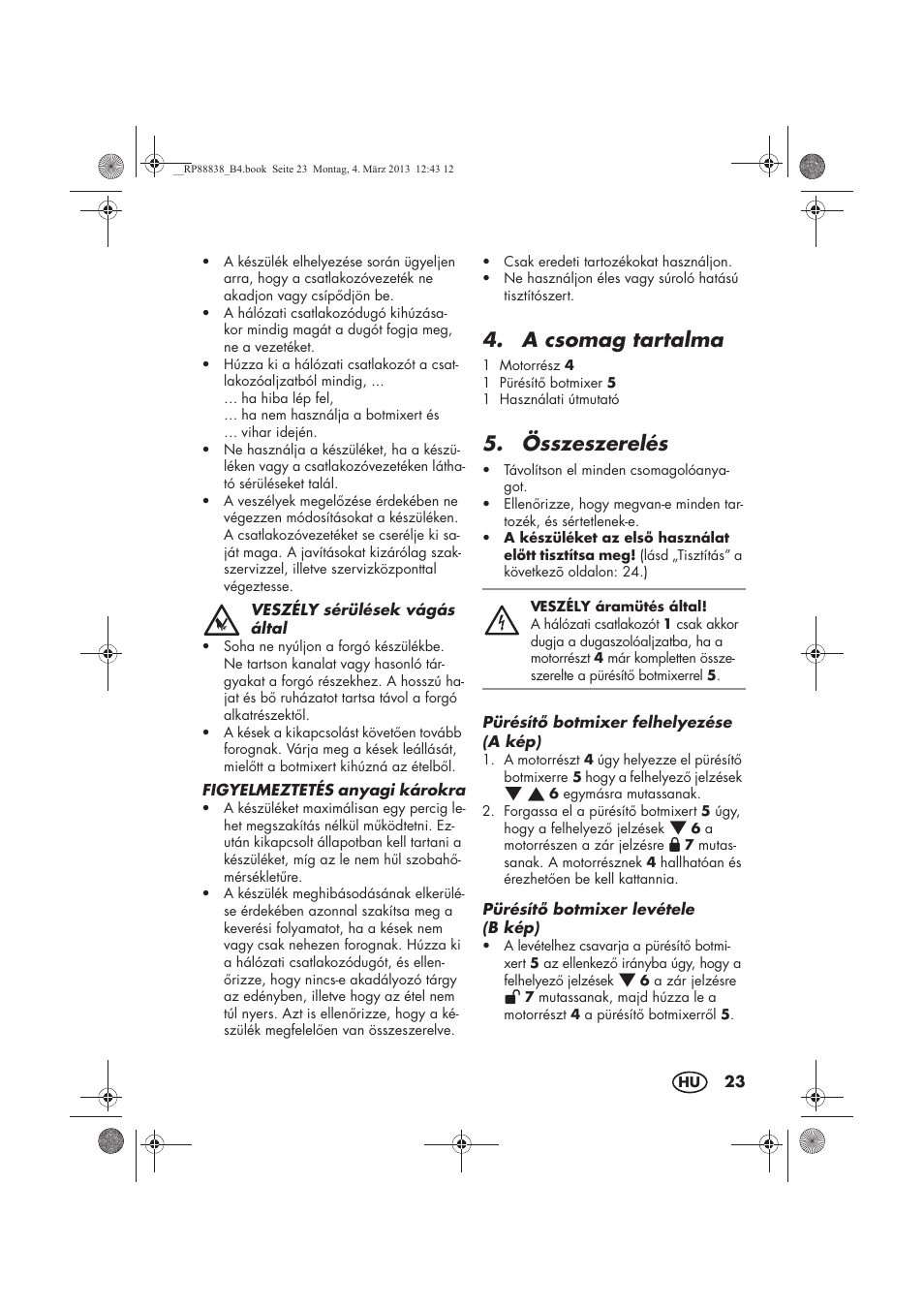 A csomag tartalma, Összeszerelés | Silvercrest H-8666 User Manual | Page 25 / 66