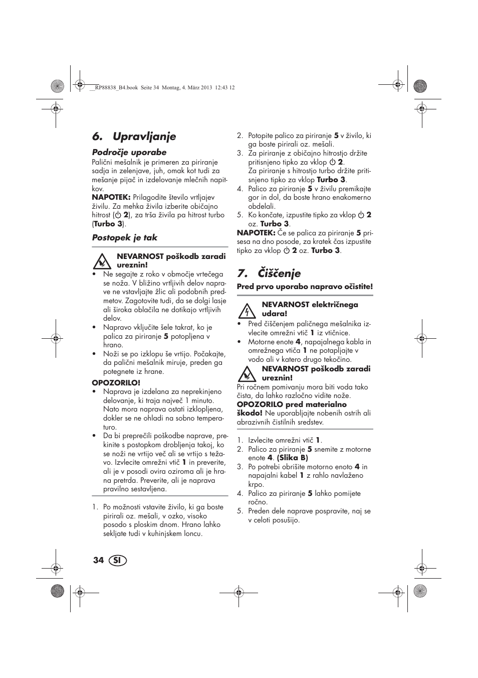 Upravljanje, išenje | Silvercrest H-8666 User Manual | Page 36 / 66