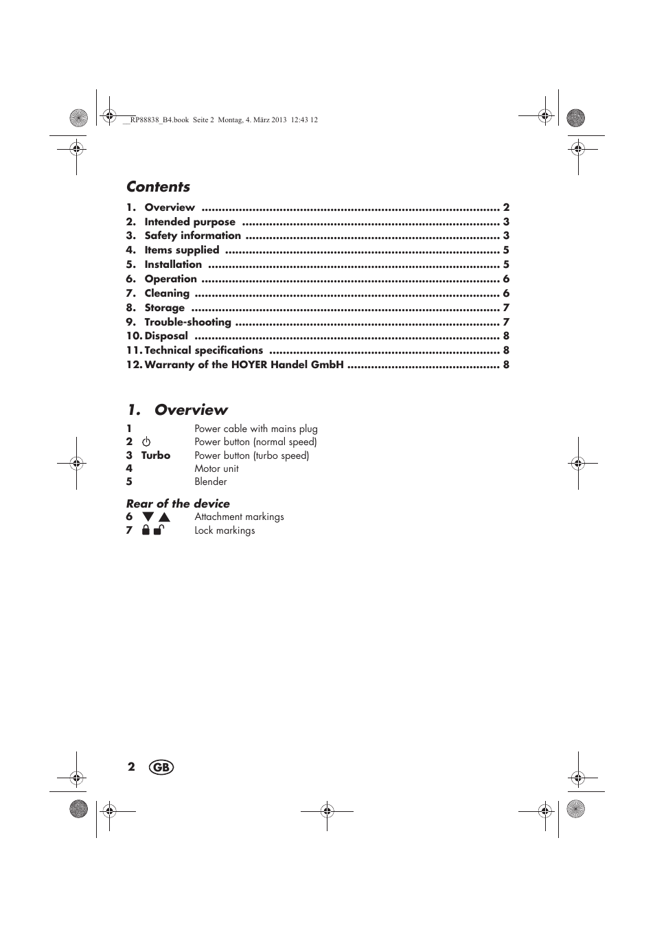 Silvercrest H-8666 User Manual | Page 4 / 66