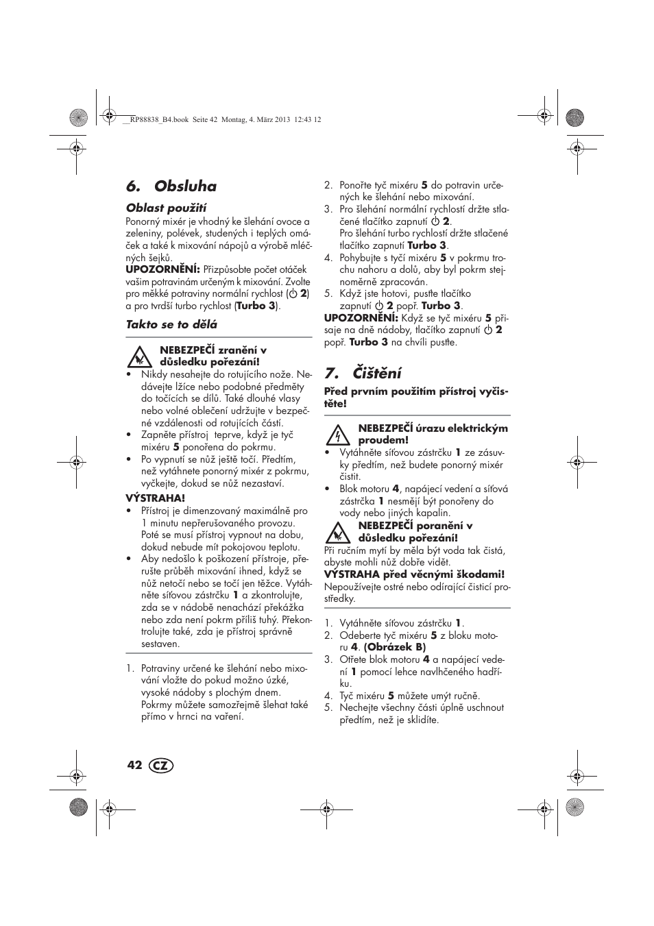 Obsluha, ištní | Silvercrest H-8666 User Manual | Page 44 / 66